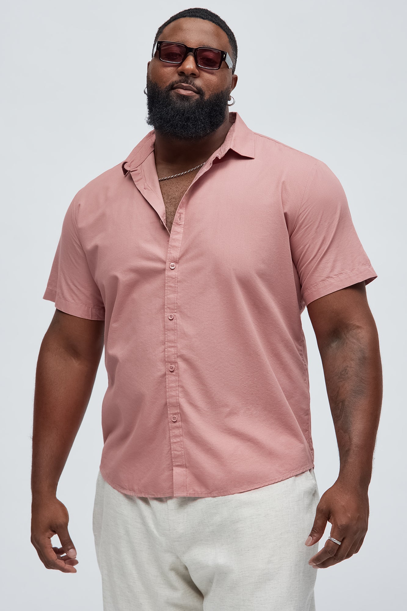 Ryland Short Sleeve Button Up Shirt - Mauve