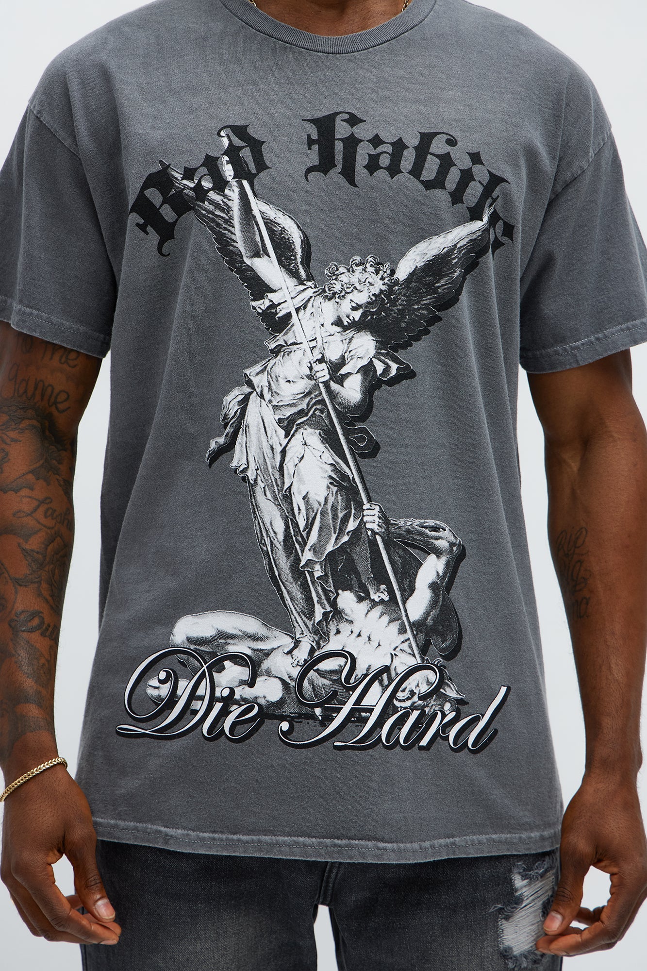 Bad Habits Die Hard Short Sleeve Tee - Charcoal