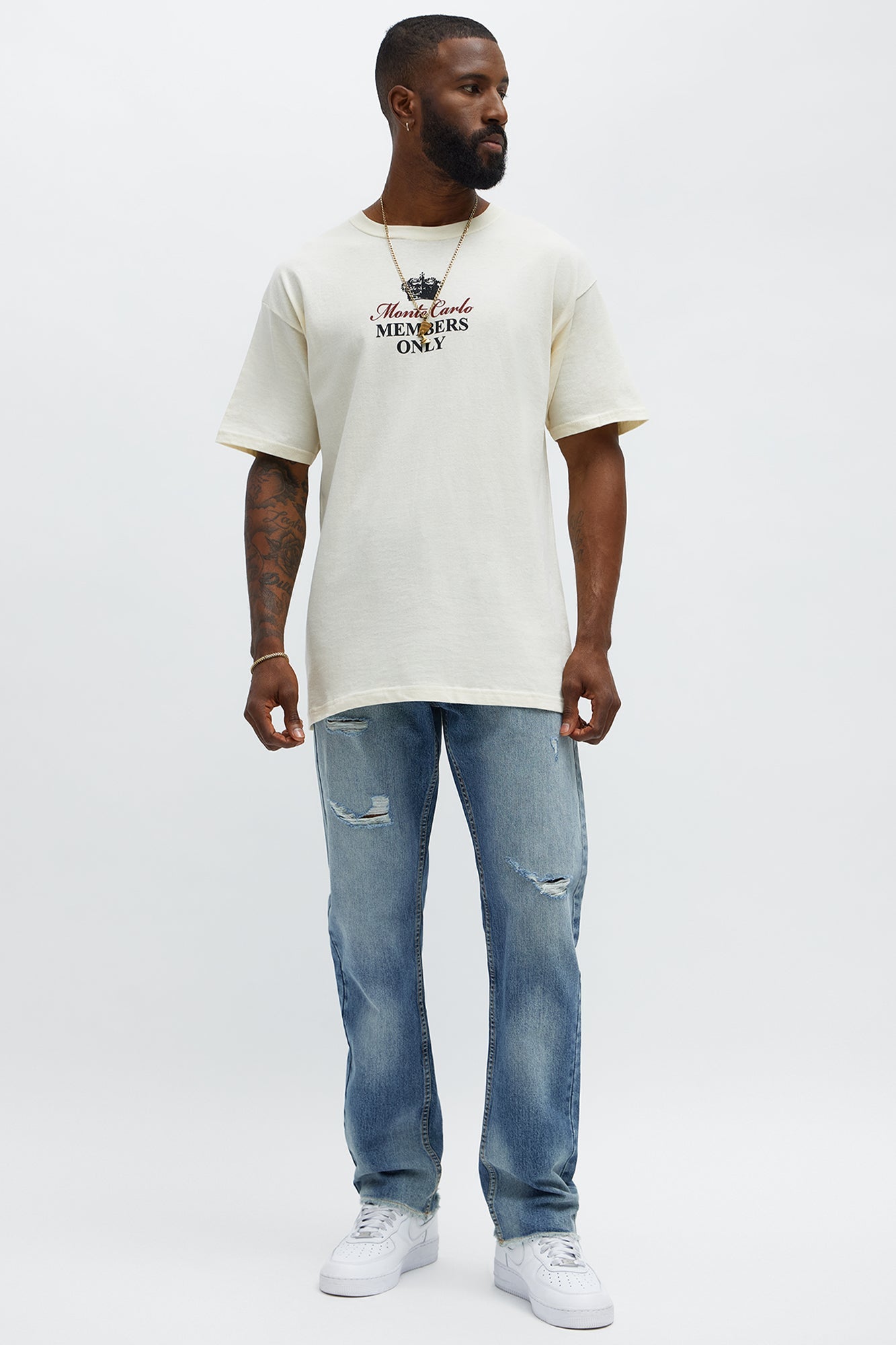 Slim Tino Distressed Jeans - Medium Blue Wash