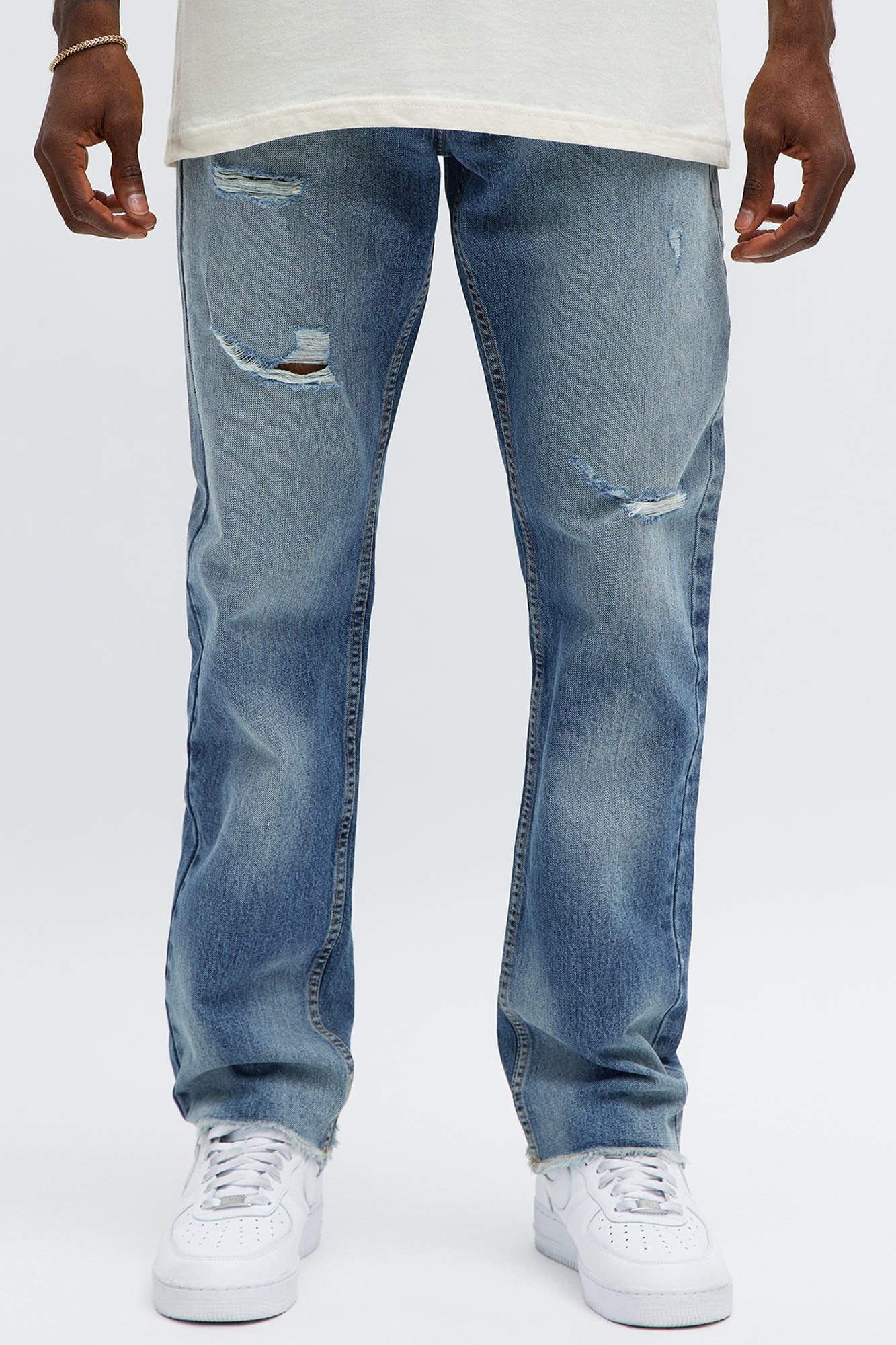Slim Tino Distressed Jeans - Medium Blue Wash