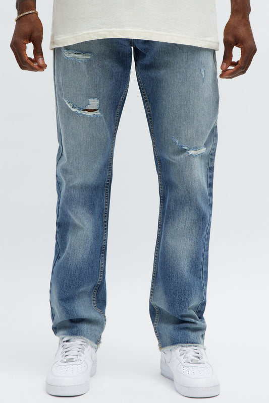 Slim Tino Distressed Jeans - Medium Blue Wash