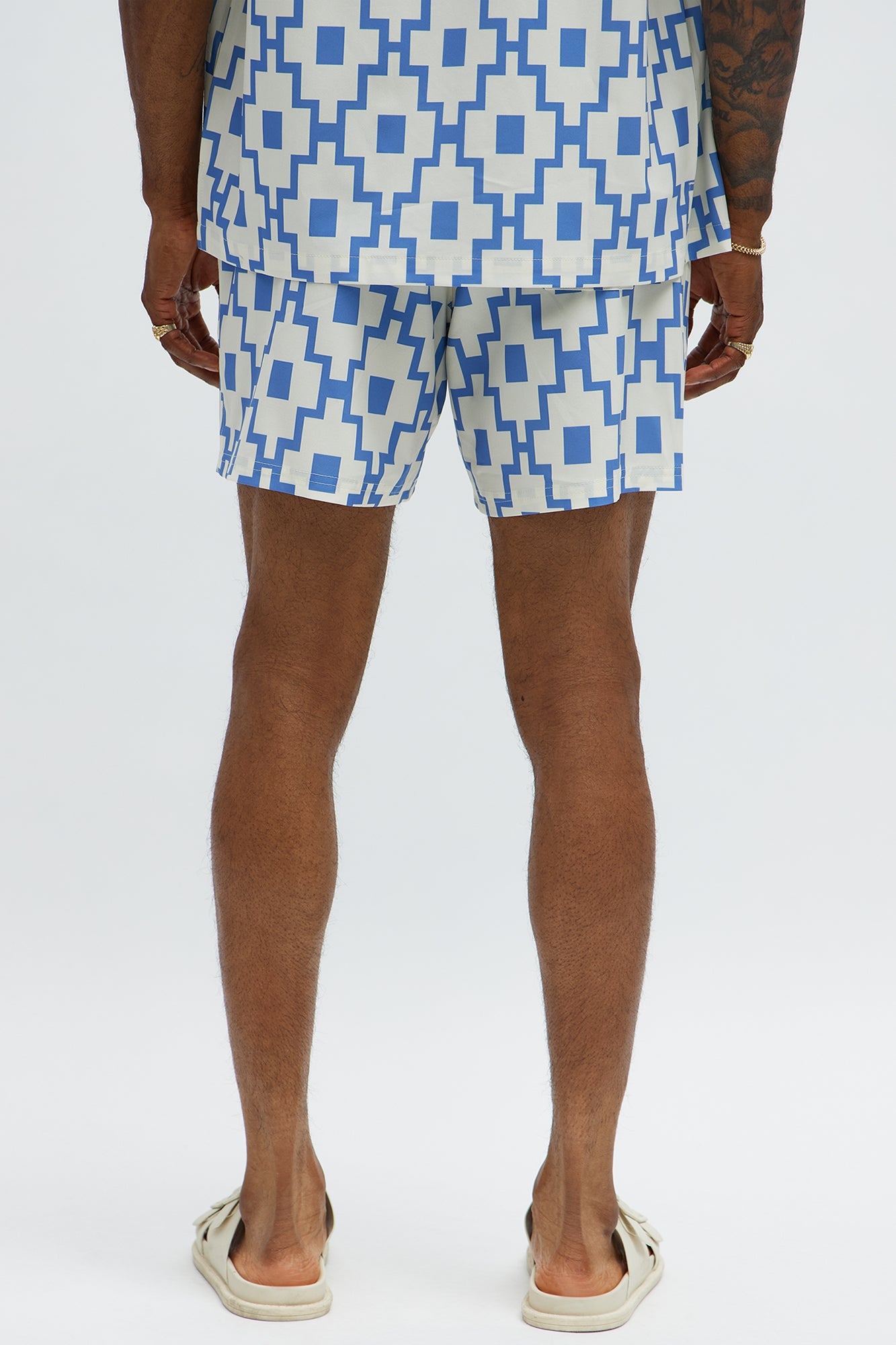 Mosaic Printed Swim Mid Trunk - Blue/combo