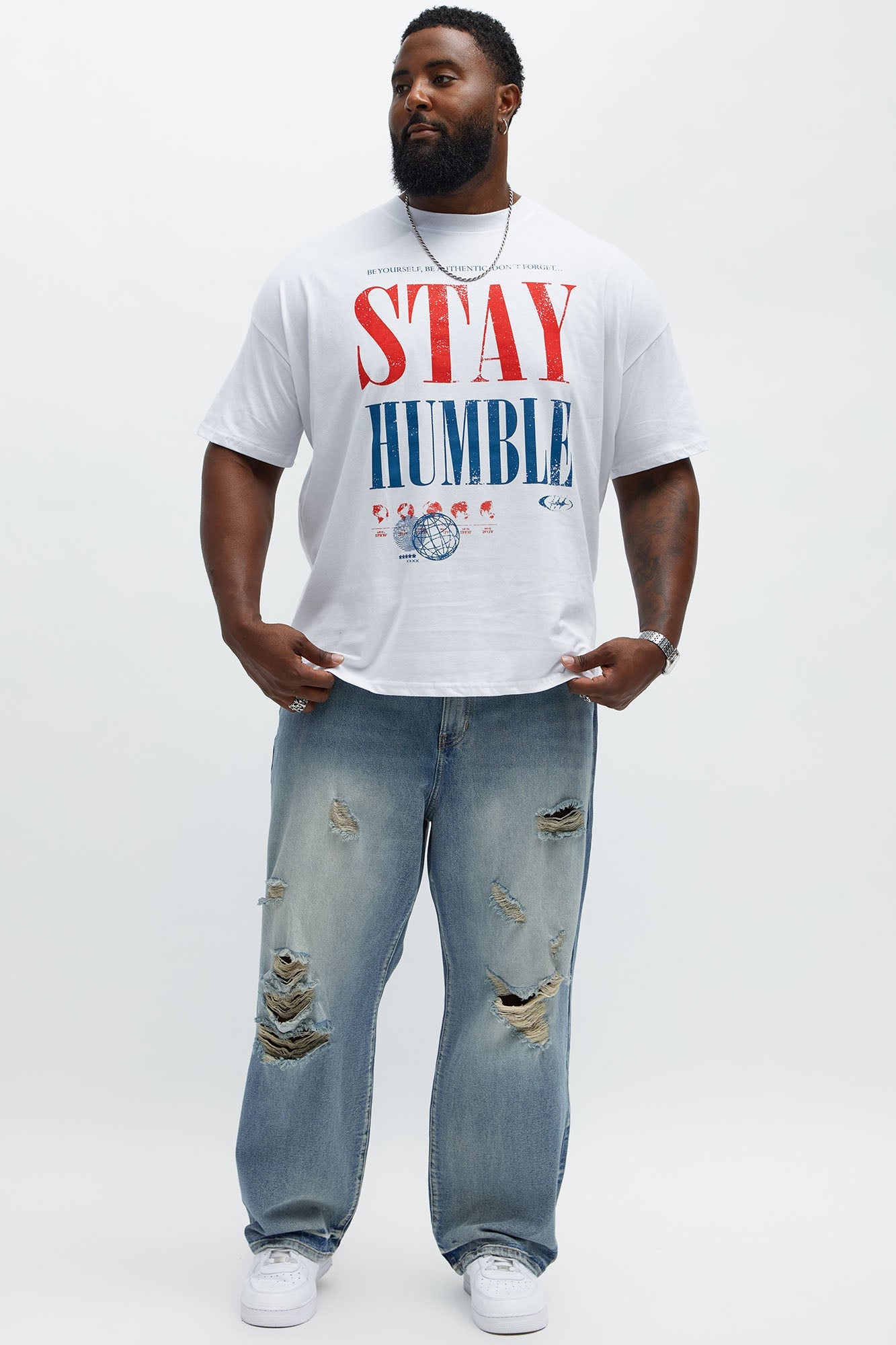 Stay Humble Boxy Short Sleeve Tee - White