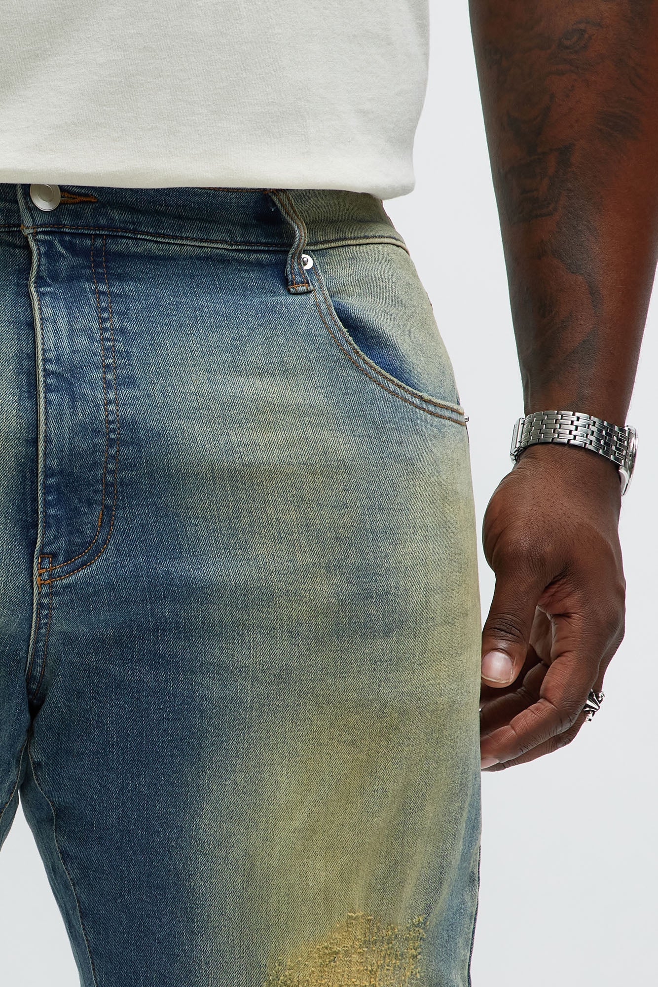 Skinny Comeback Around Distressed Jeans - Vintage Blue Wash