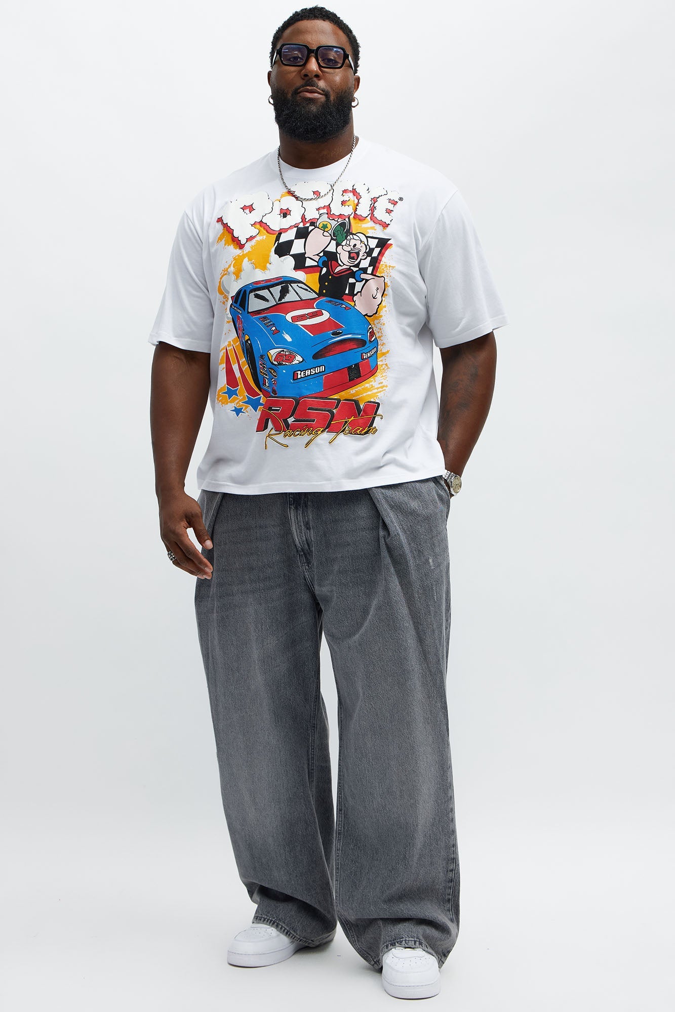 Popeye Racing Team Oversized Short Sleeve Tee - White