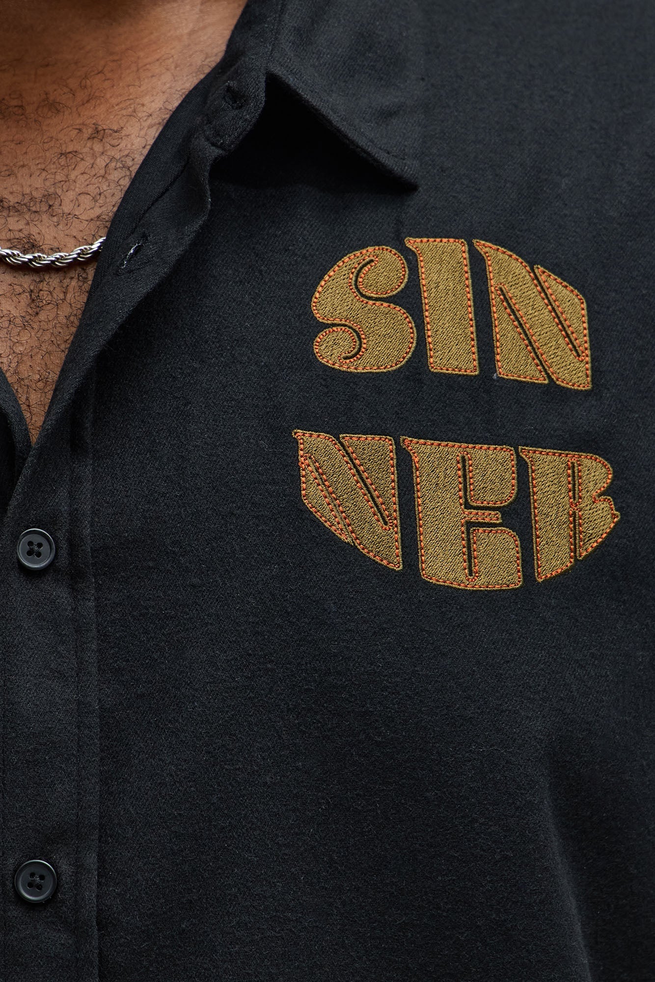 Sinner Cropped Button Up Shirt - Black