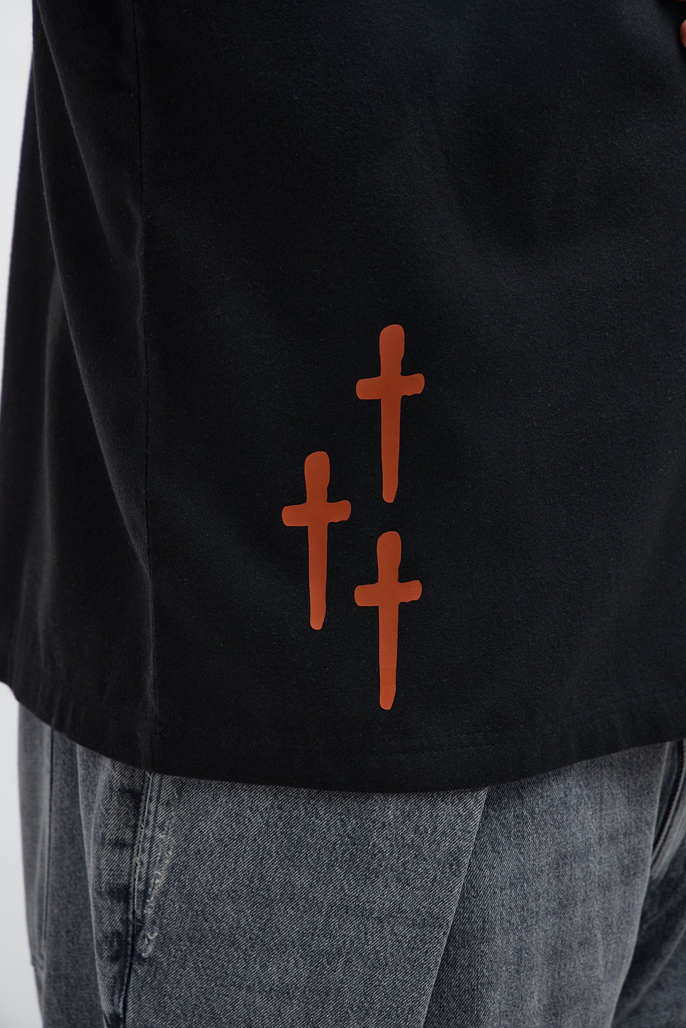 Sinner Cropped Button Up Shirt - Black