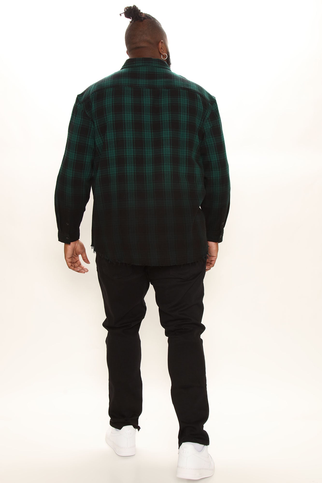Sunset Dip Dye Flannel Shirt - Green/Black