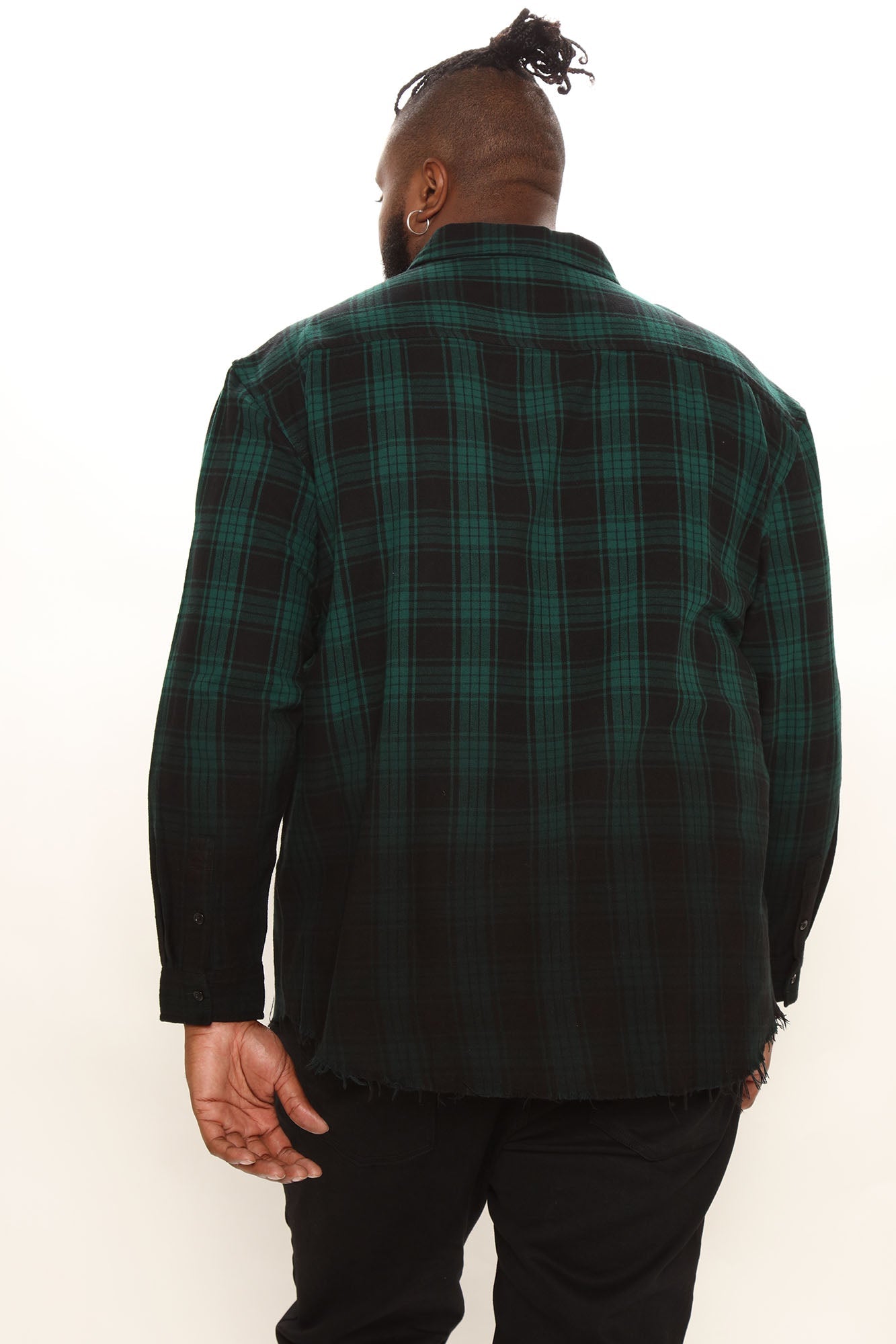 Sunset Dip Dye Flannel Shirt - Green/Black