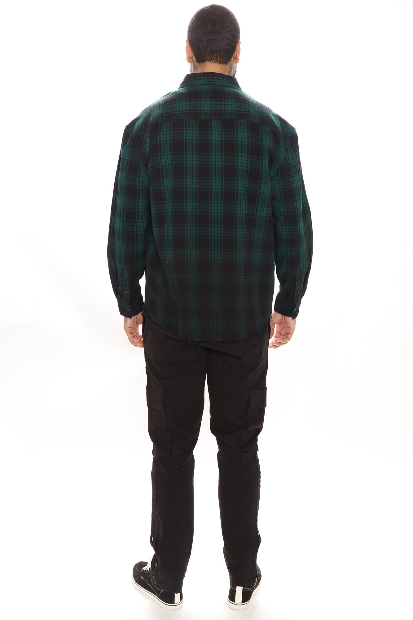 Sunset Dip Dye Flannel Shirt - Green/Black