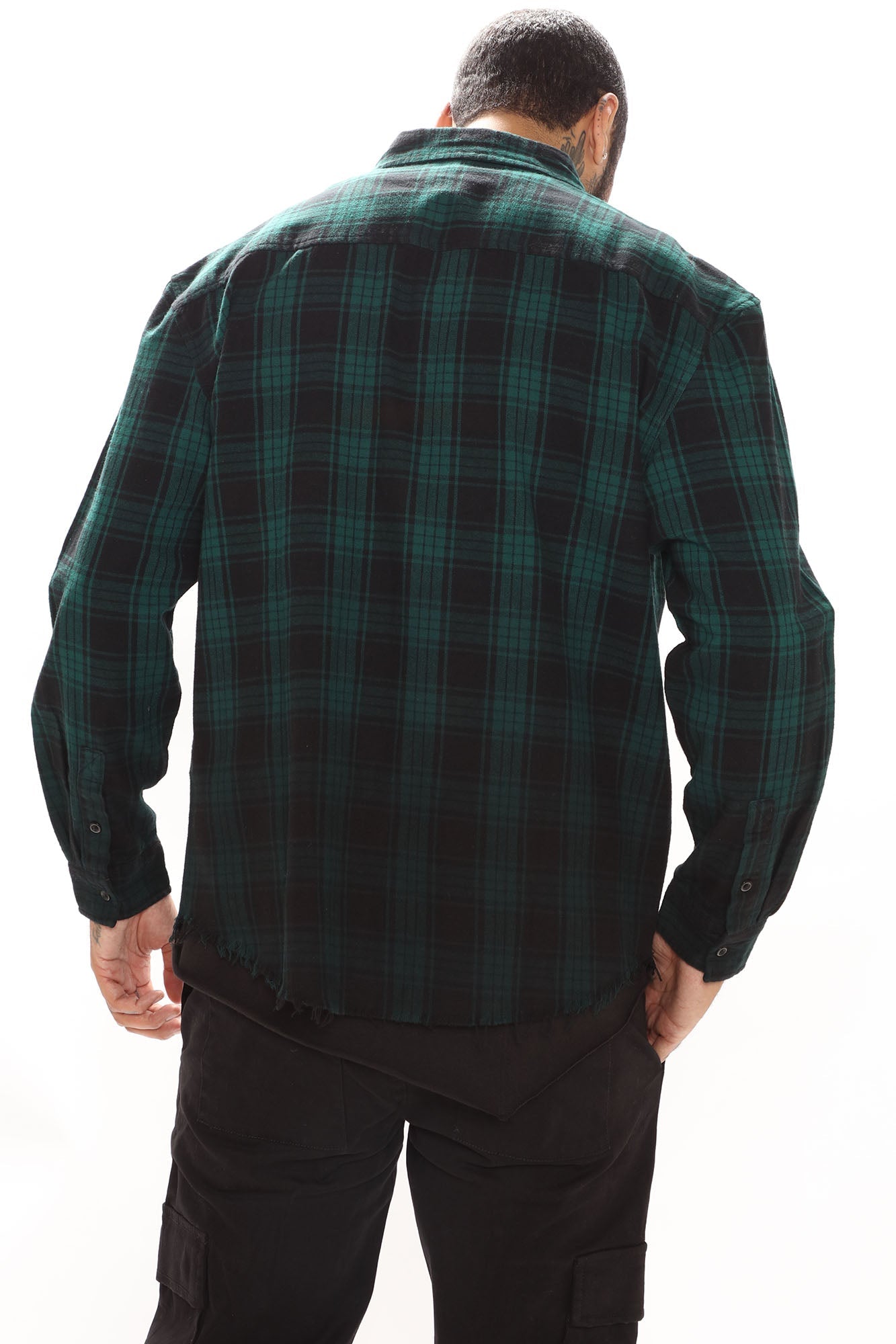 Sunset Dip Dye Flannel Shirt - Green/Black