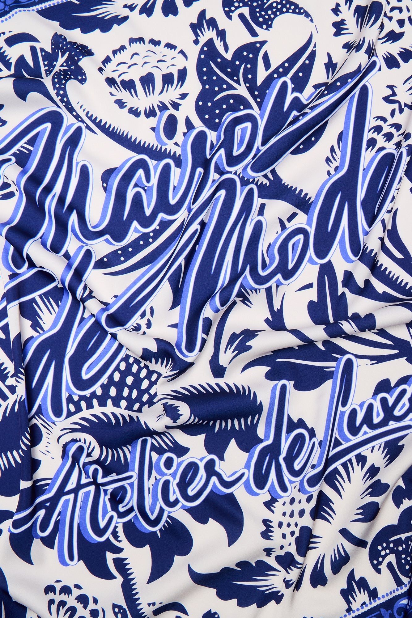 Maison Large Satin Bandana  - Blue/combo