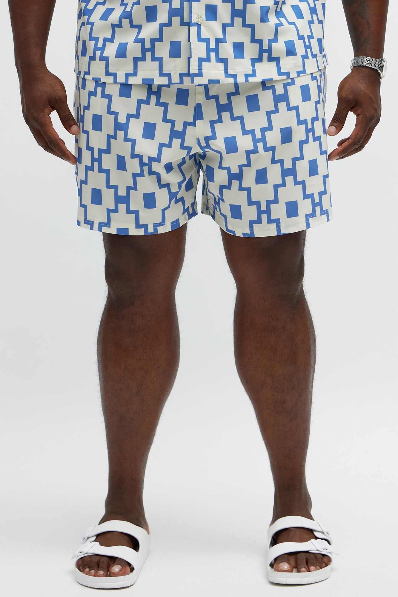 Mosaic Printed Swim Mid Trunk - Blue/combo