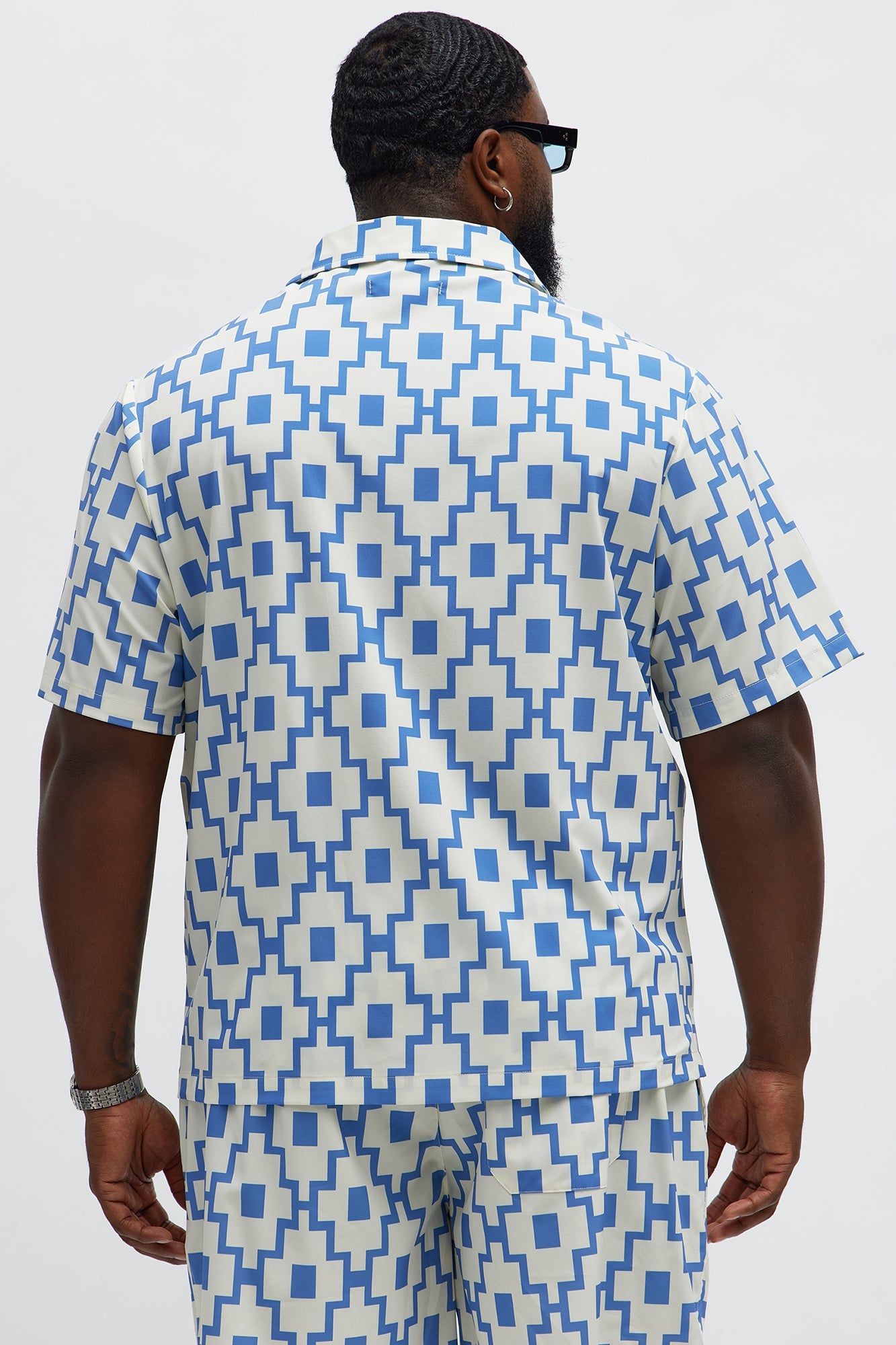 Mosaic Printed Cuban Shirt - Blue/combo