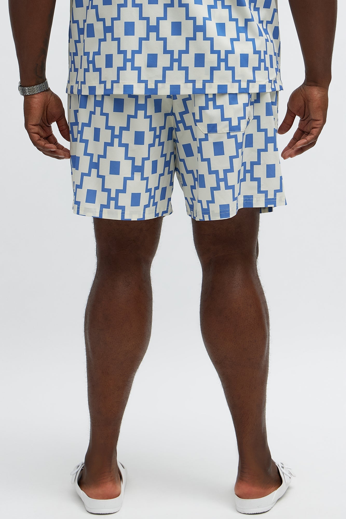 Mosaic Printed Swim Mid Trunk - Blue/combo