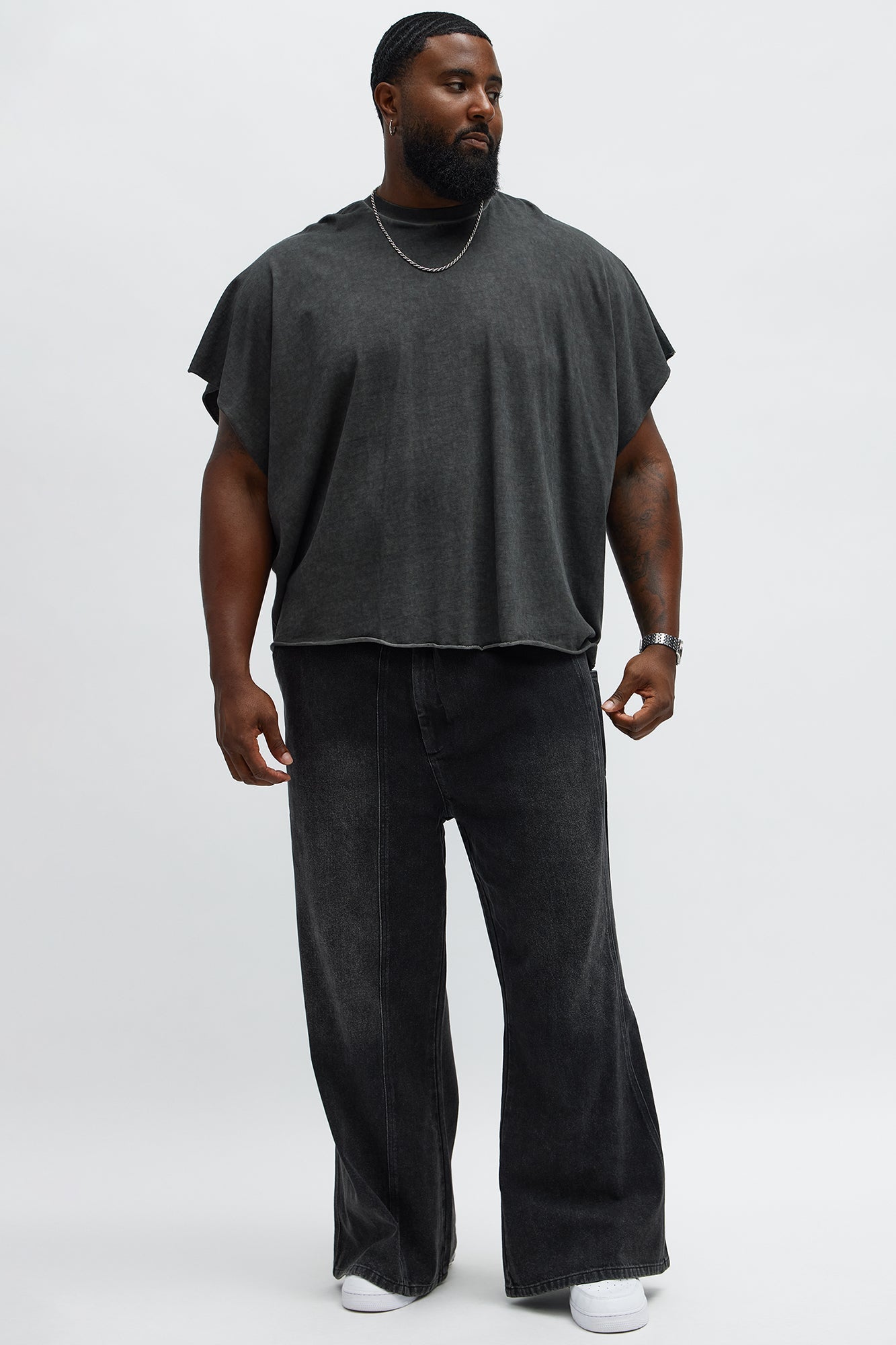 Oversized Fatal Attraction Heavy Jersey Muscle Tee - Charcoal