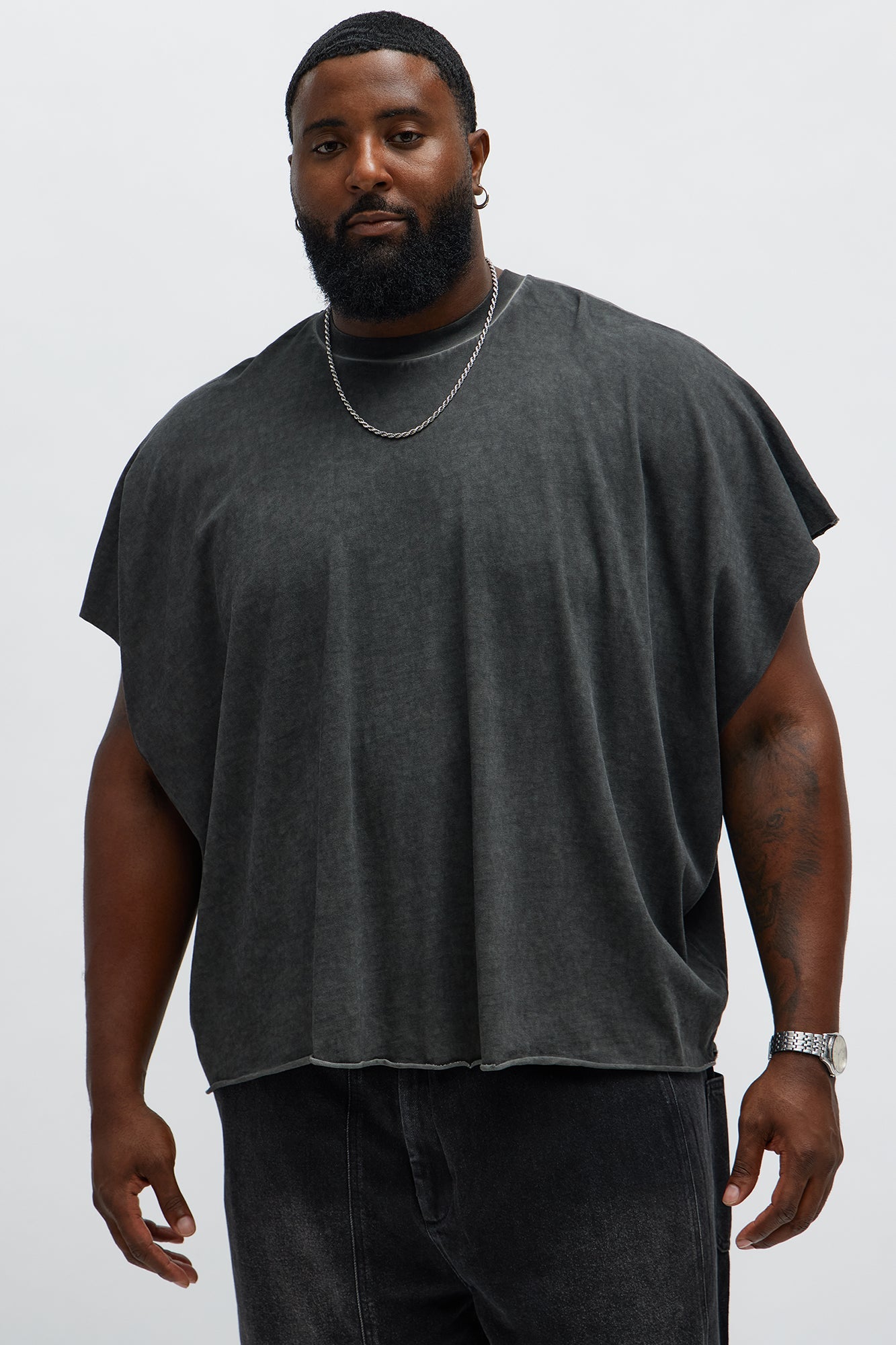 Oversized Fatal Attraction Heavy Jersey Muscle Tee - Charcoal