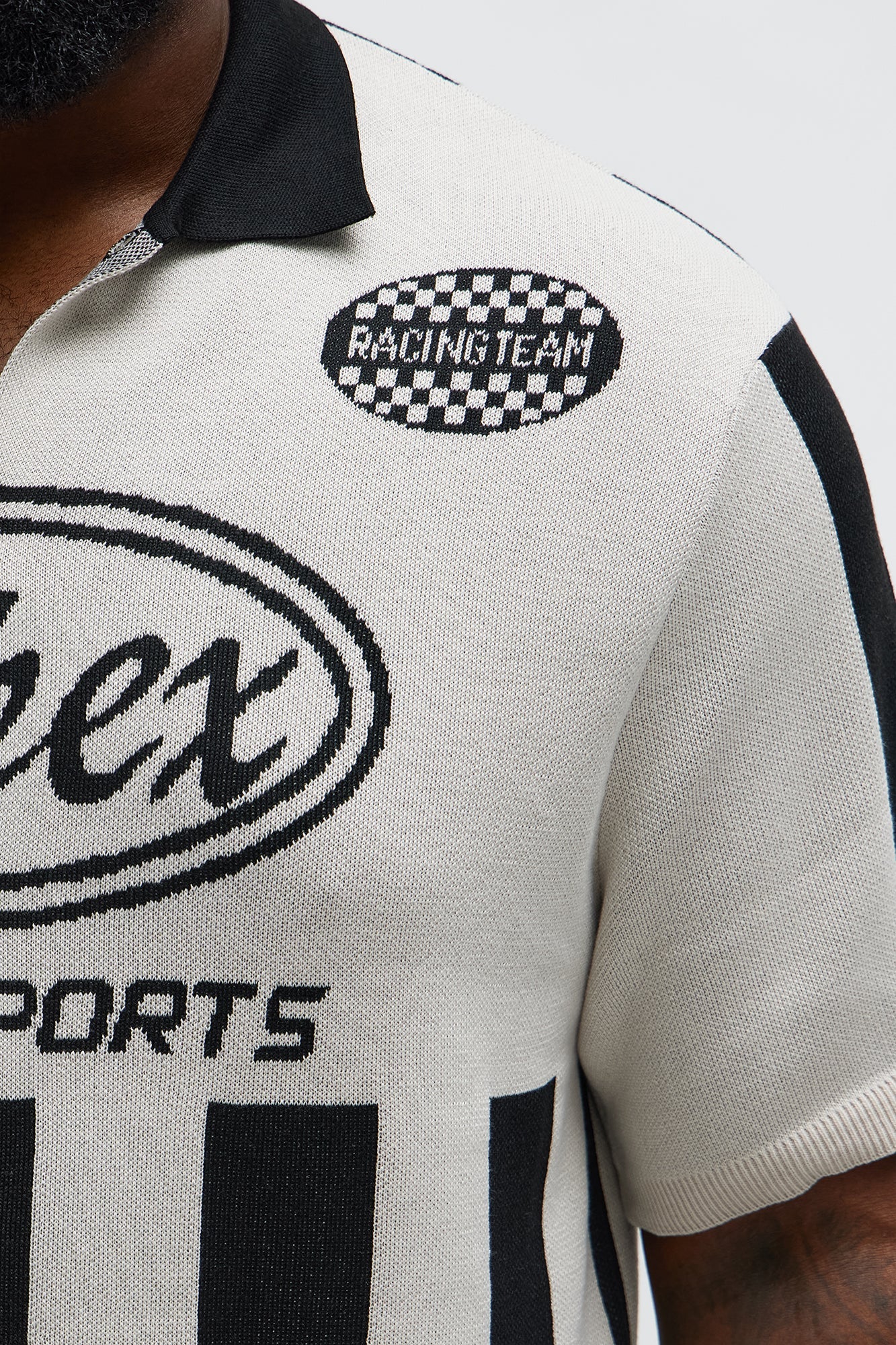 Relaxed Faux Button Up Shirt - Cream/combo