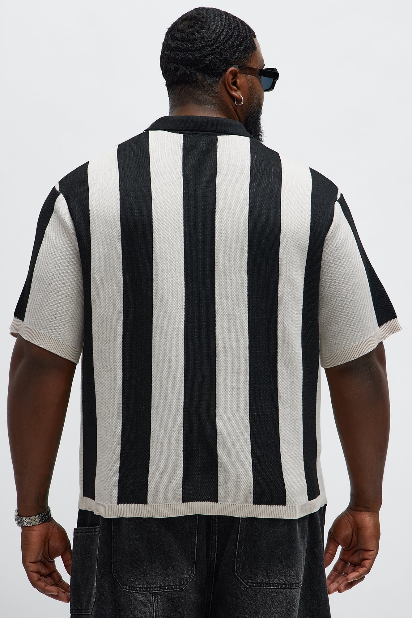 Relaxed Faux Button Up Shirt - Cream/combo