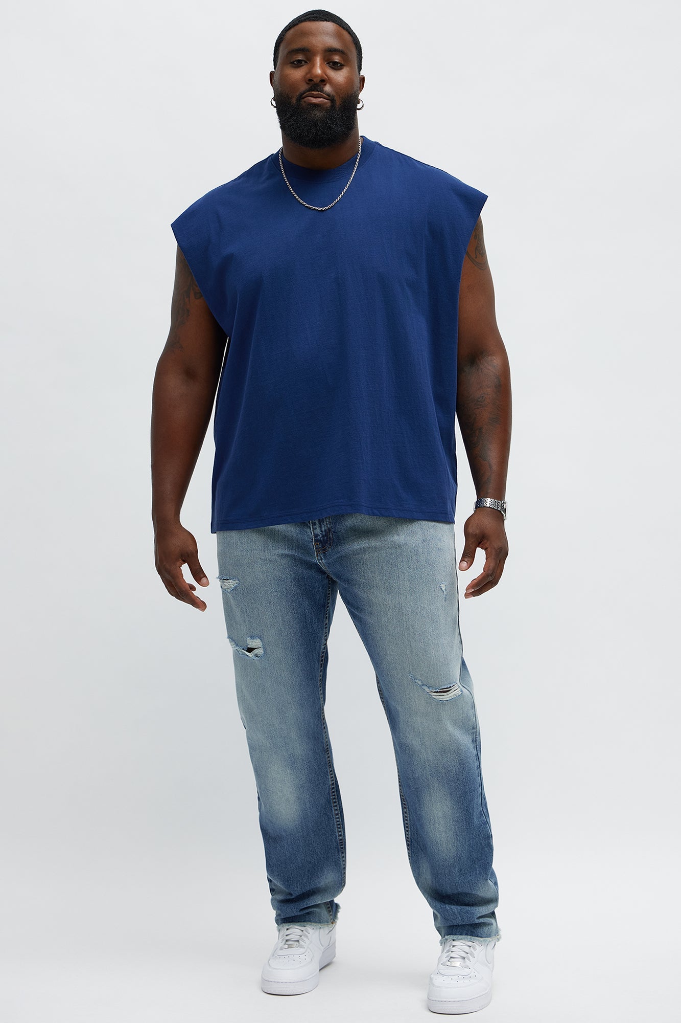 Relaxed Heavyweight Muscle Tee - Navy