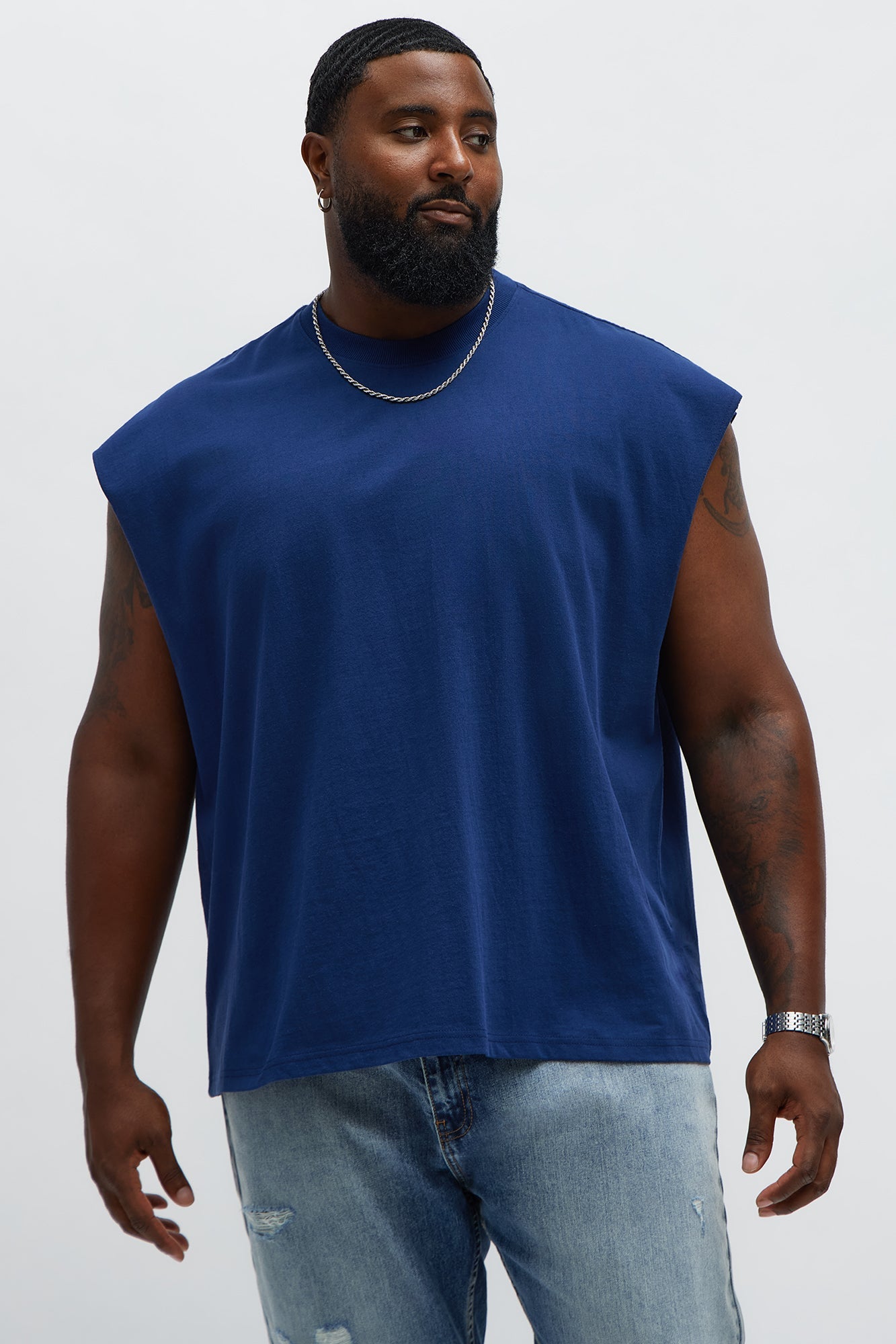 Relaxed Heavyweight Muscle Tee - Navy