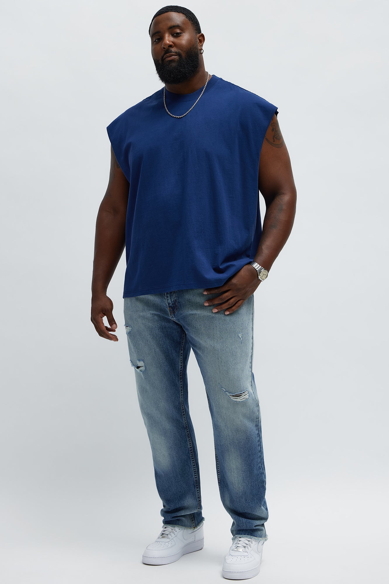 Slim Tino Distressed Jeans - Medium Blue Wash