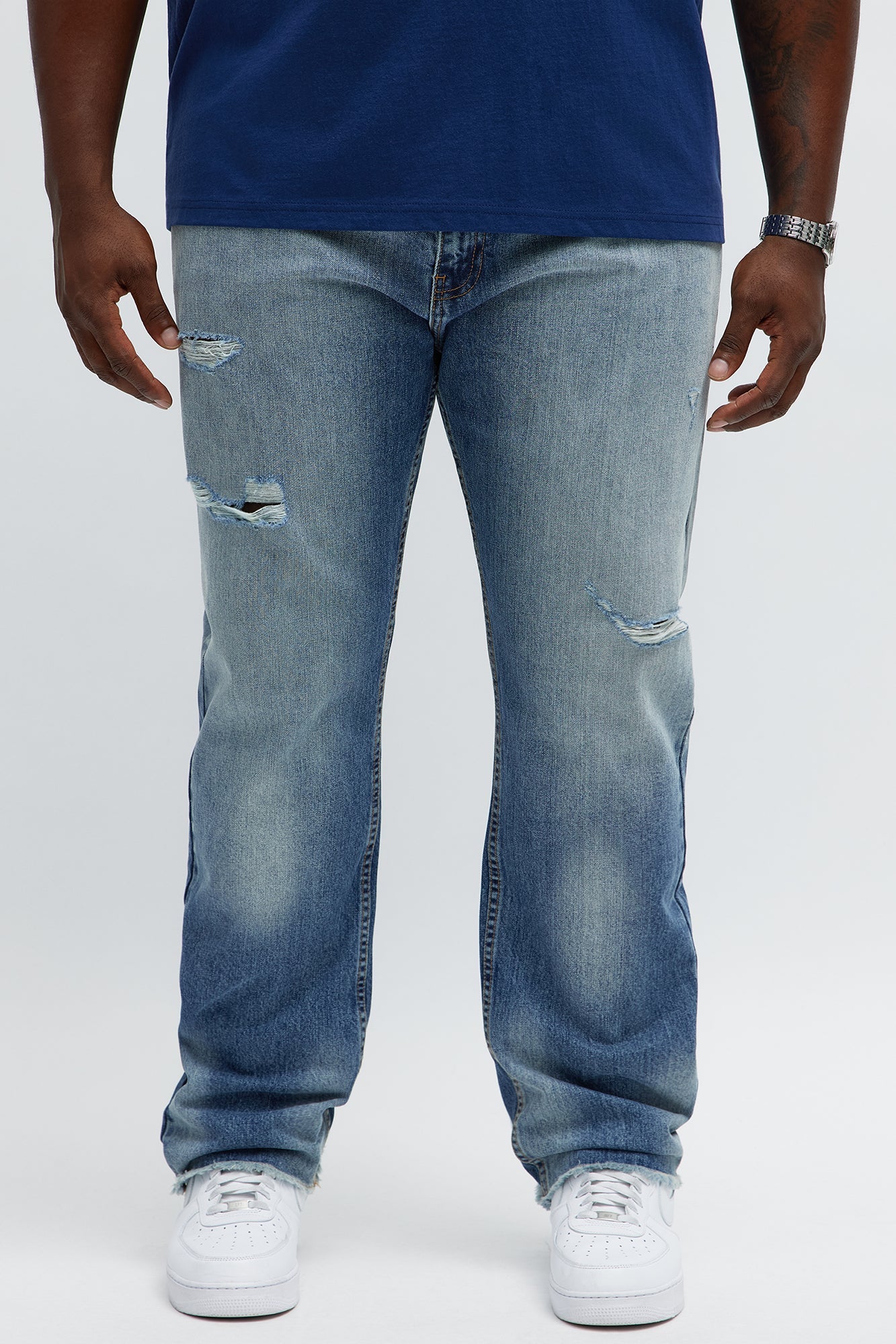 Slim Tino Distressed Jeans - Medium Blue Wash