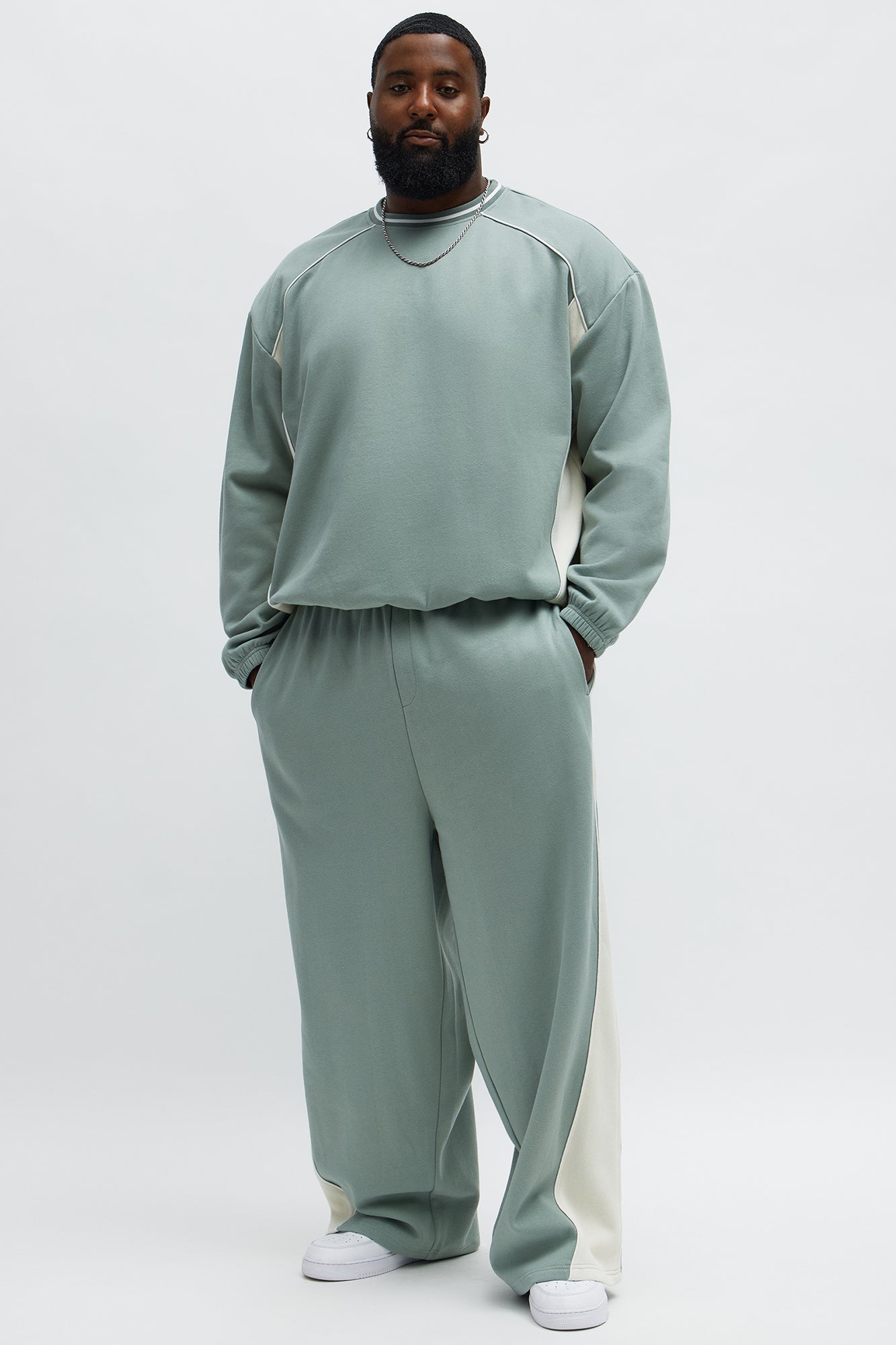 Ready Side Panel Crewneck Sweatshirt - Sage