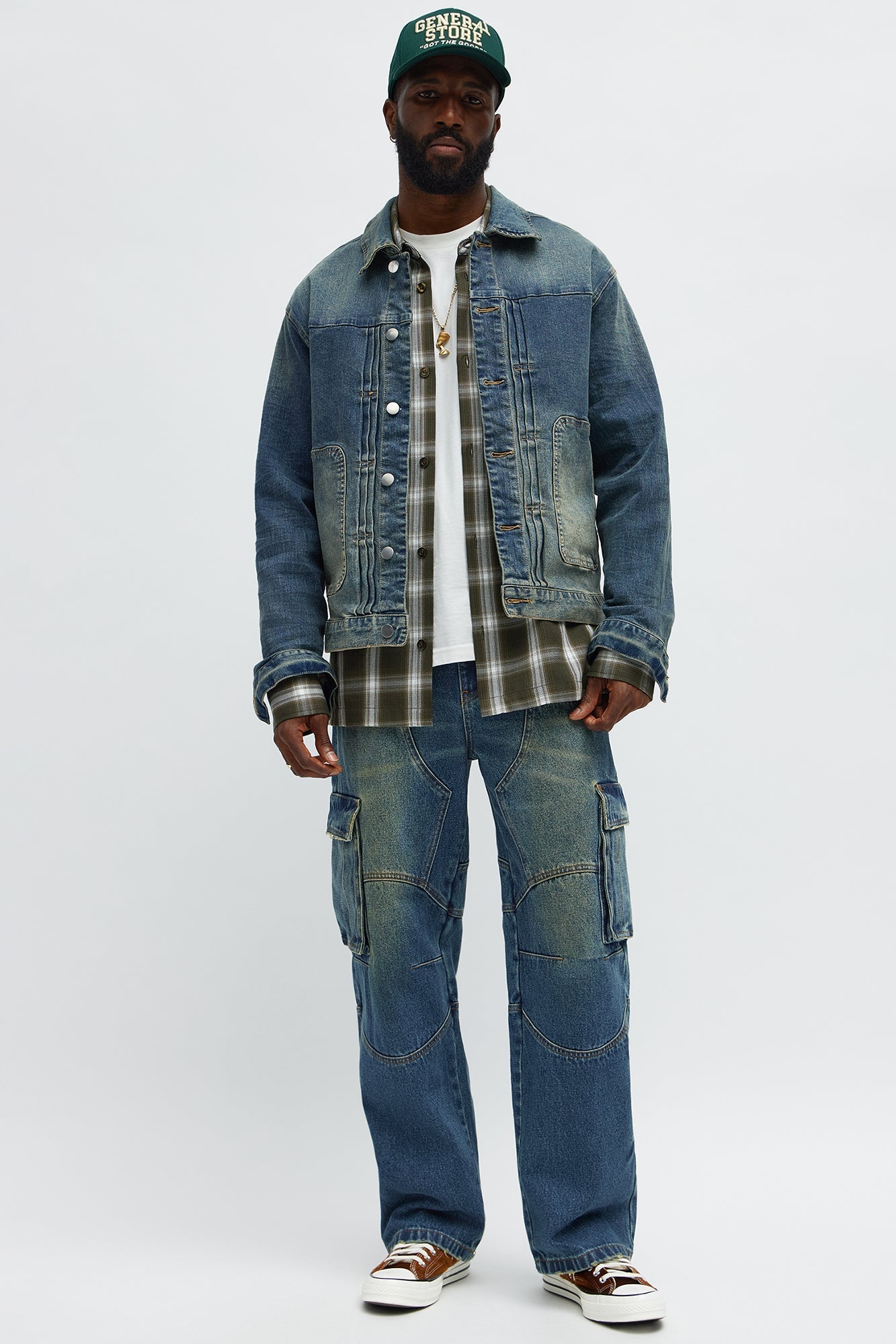Baggy Got It On Me Carpenter Cargo Jeans - Vintage Blue Wash