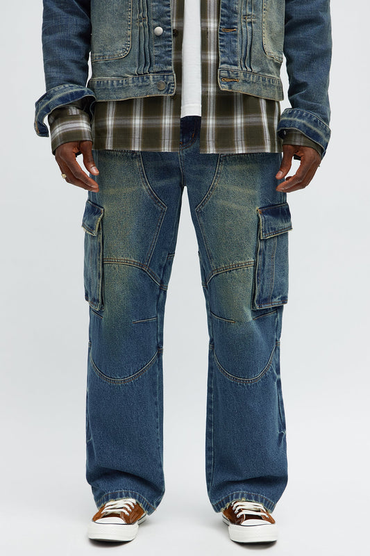 Baggy Got It On Me Carpenter Cargo Jeans - Vintage Blue Wash