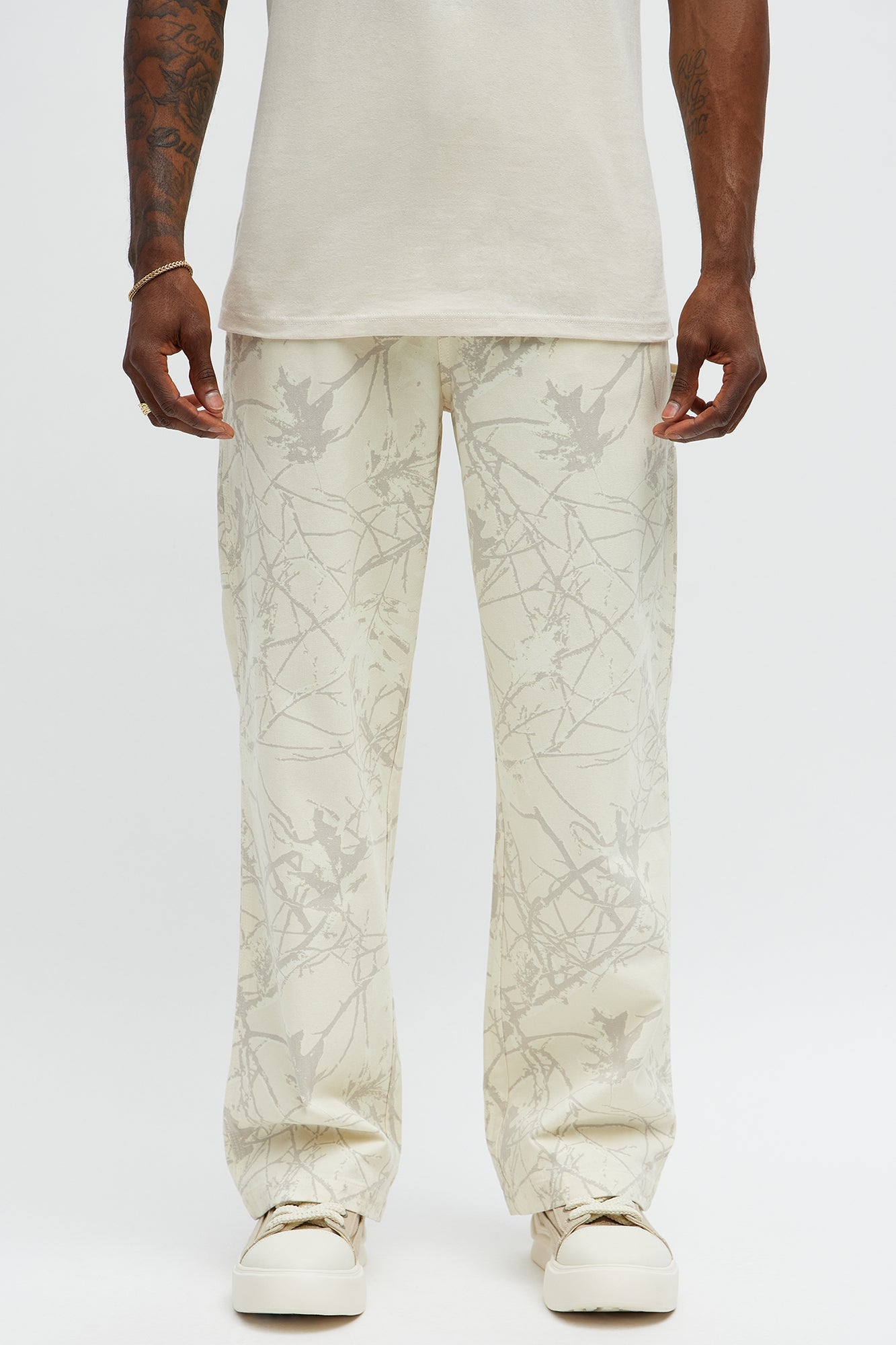 Straight Woodland Mirage Carpenter Pants  - Cream