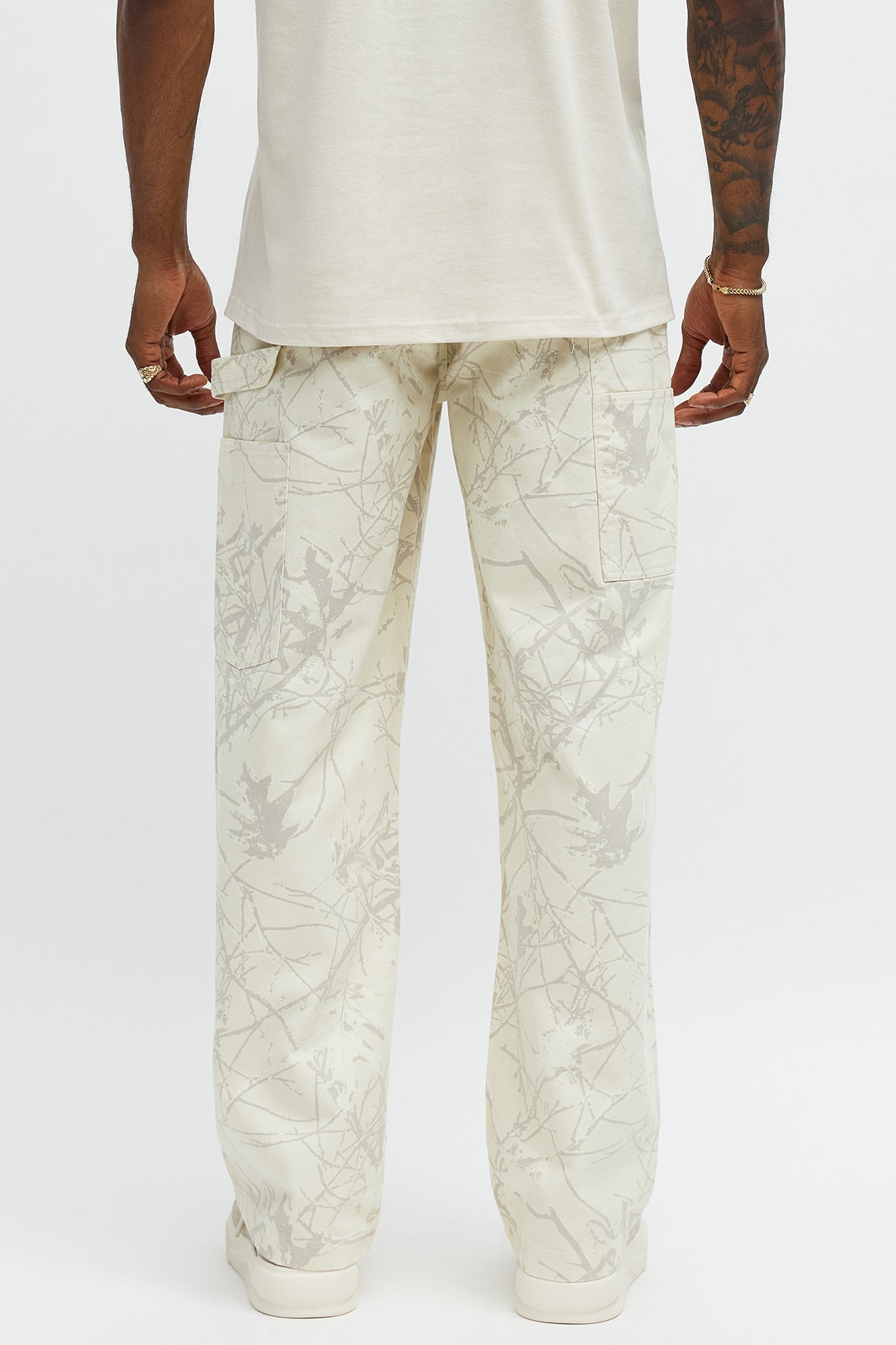 Straight Woodland Mirage Carpenter Pants  - Cream