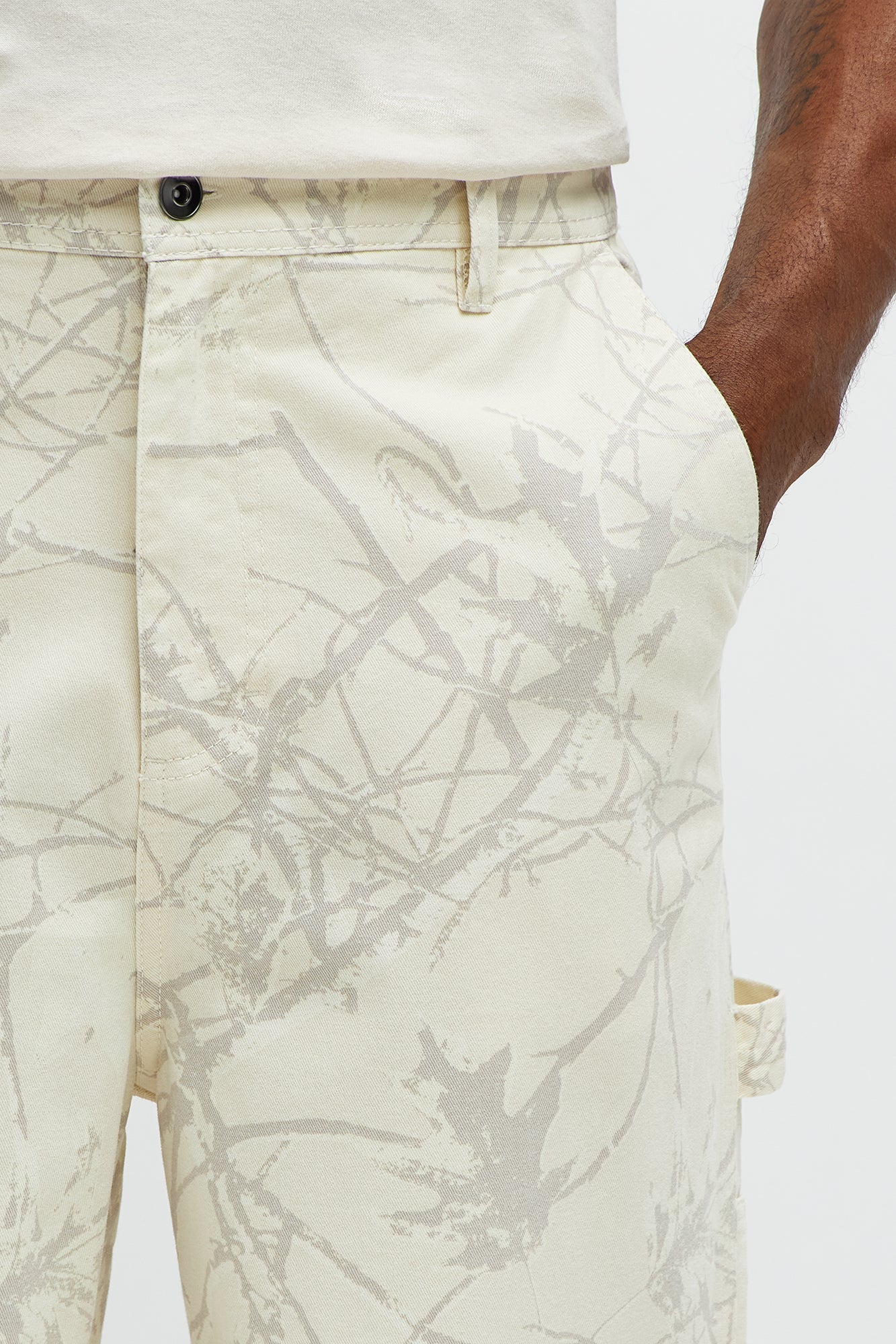 Straight Woodland Mirage Carpenter Pants  - Cream