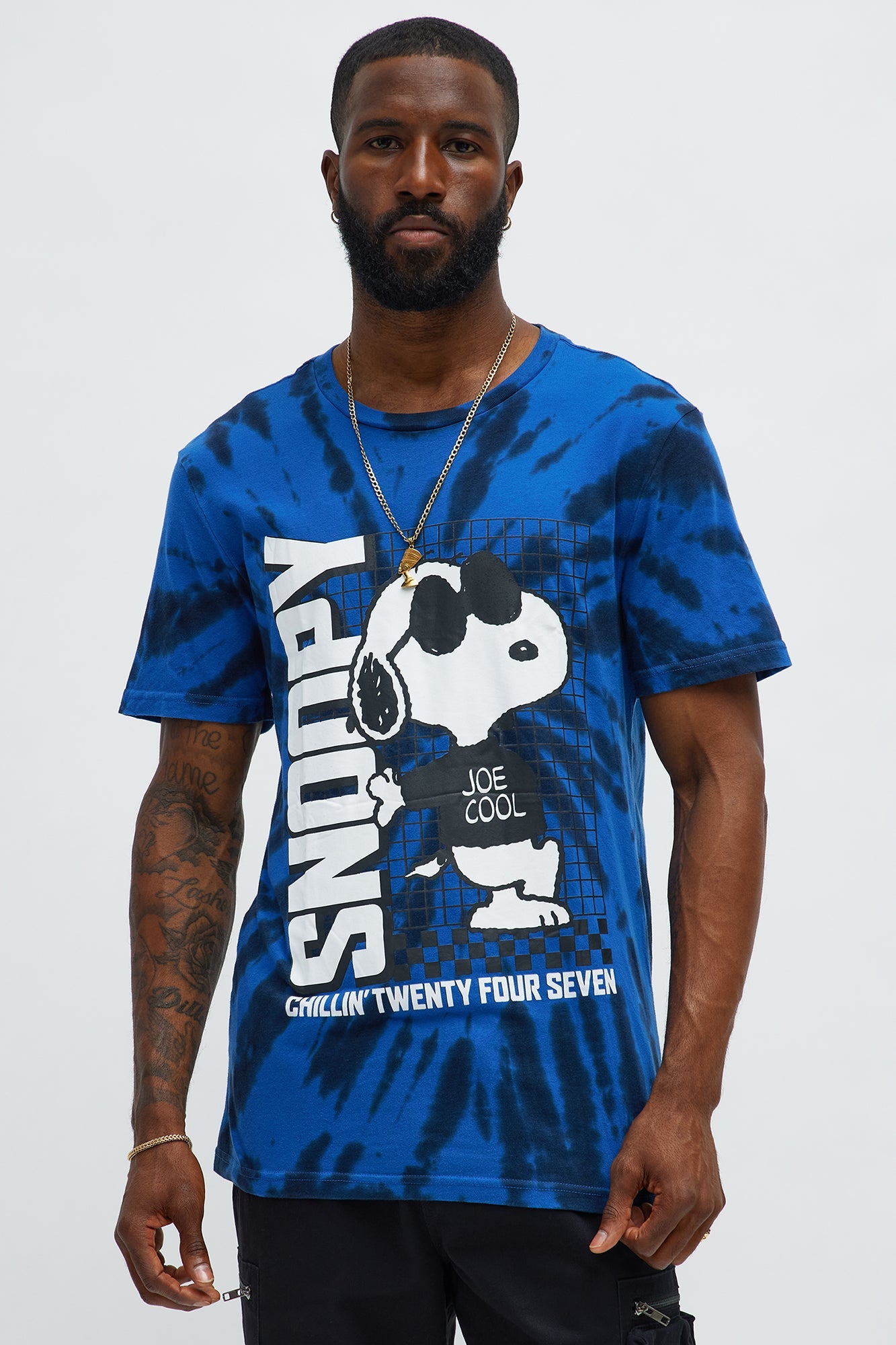 Snoopy Joe Cool Tie Dye Short Sleeve Tee - Blue