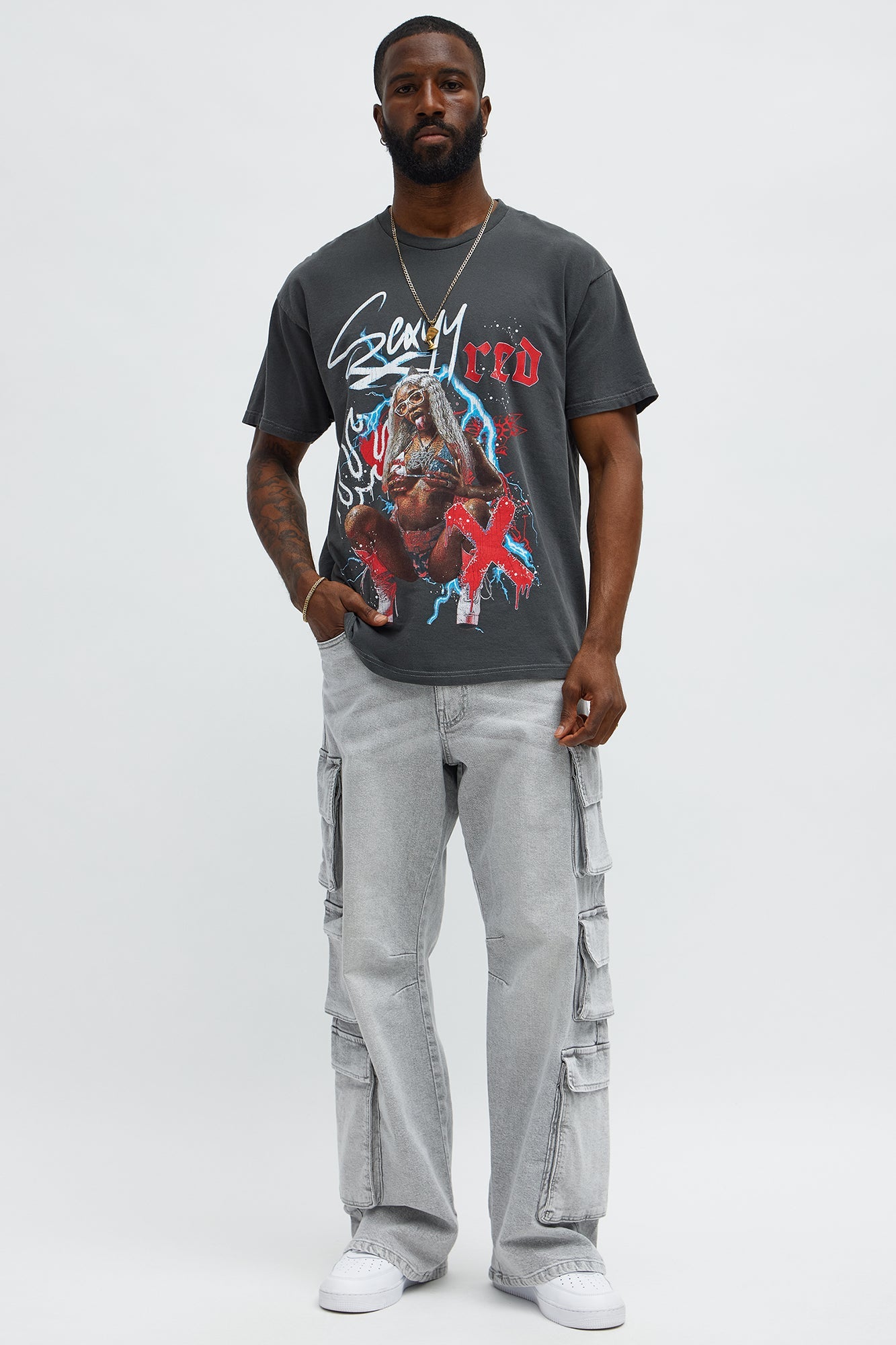 Sexyy Red Lip Gloss Short Sleeve Tee - Black Wash