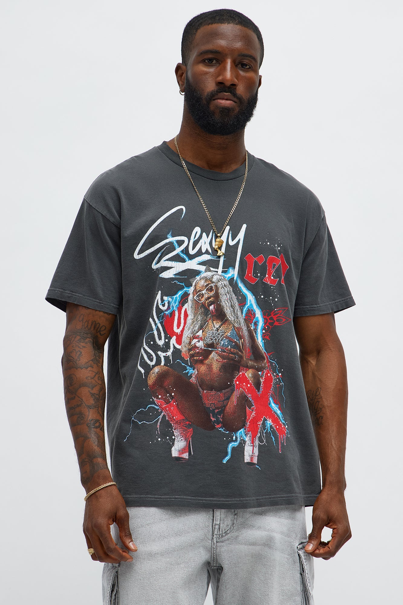 Sexyy Red Lip Gloss Short Sleeve Tee - Black Wash