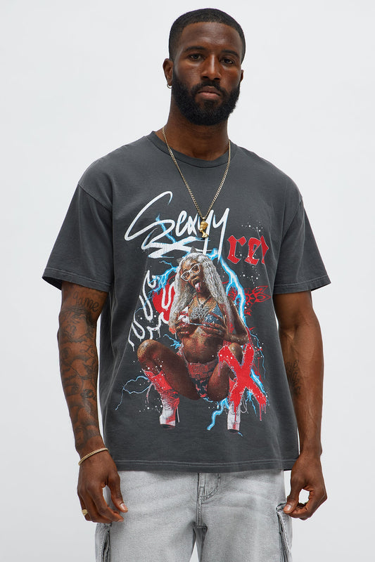 Sexyy Red Lip Gloss Short Sleeve Tee - Black Wash