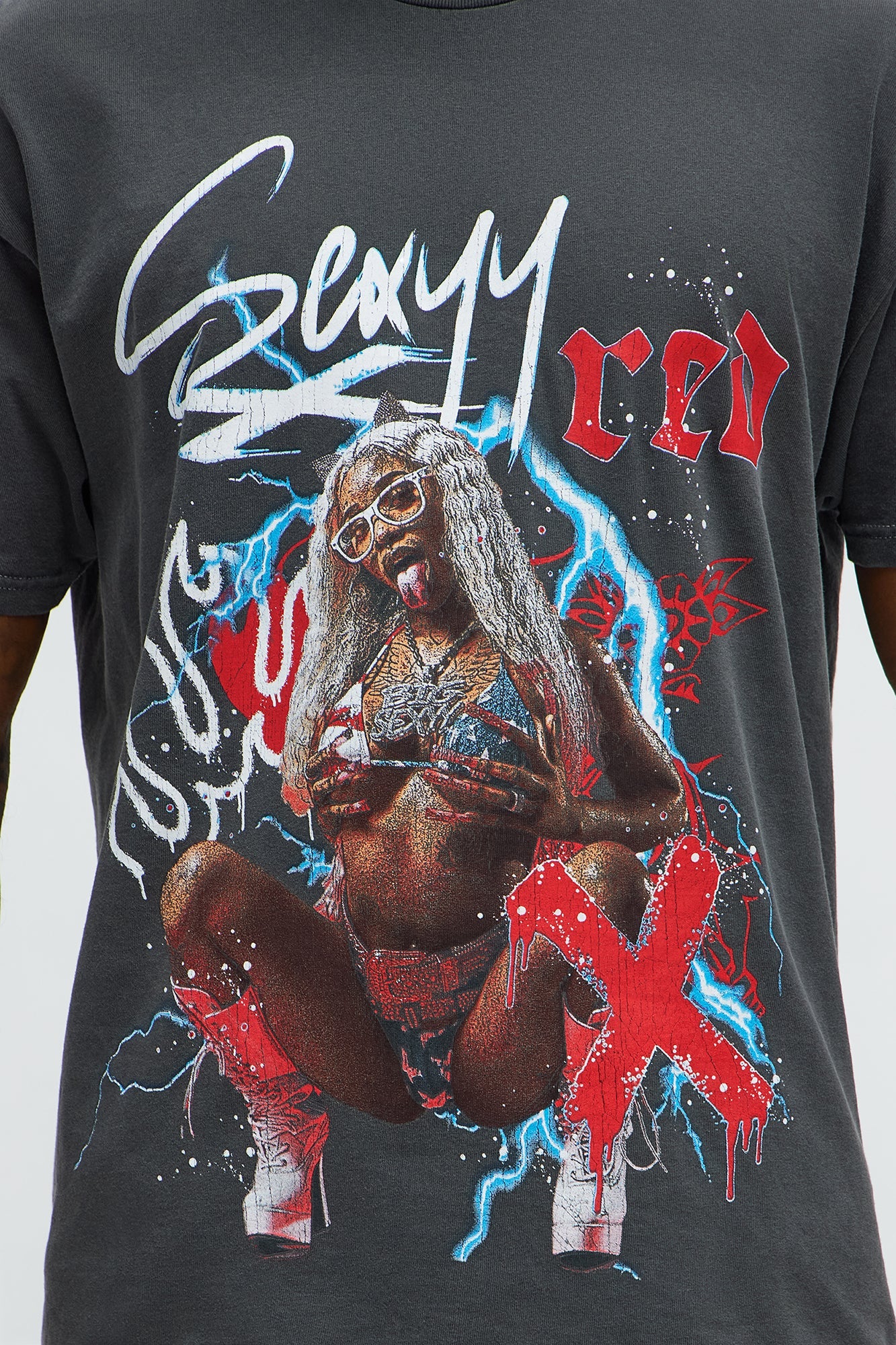 Sexyy Red Lip Gloss Short Sleeve Tee - Black Wash