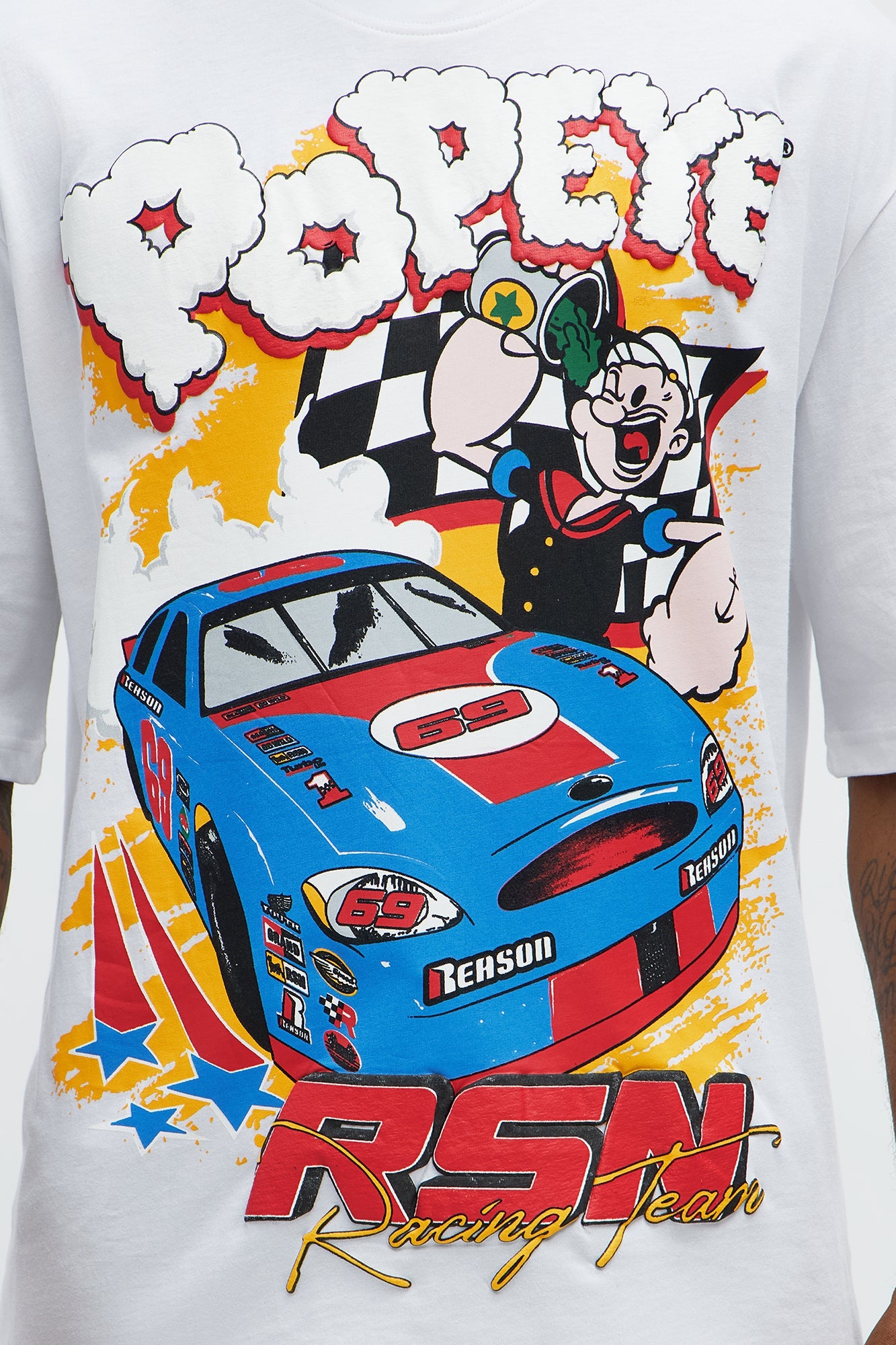 Popeye Racing Team Oversized Short Sleeve Tee - White