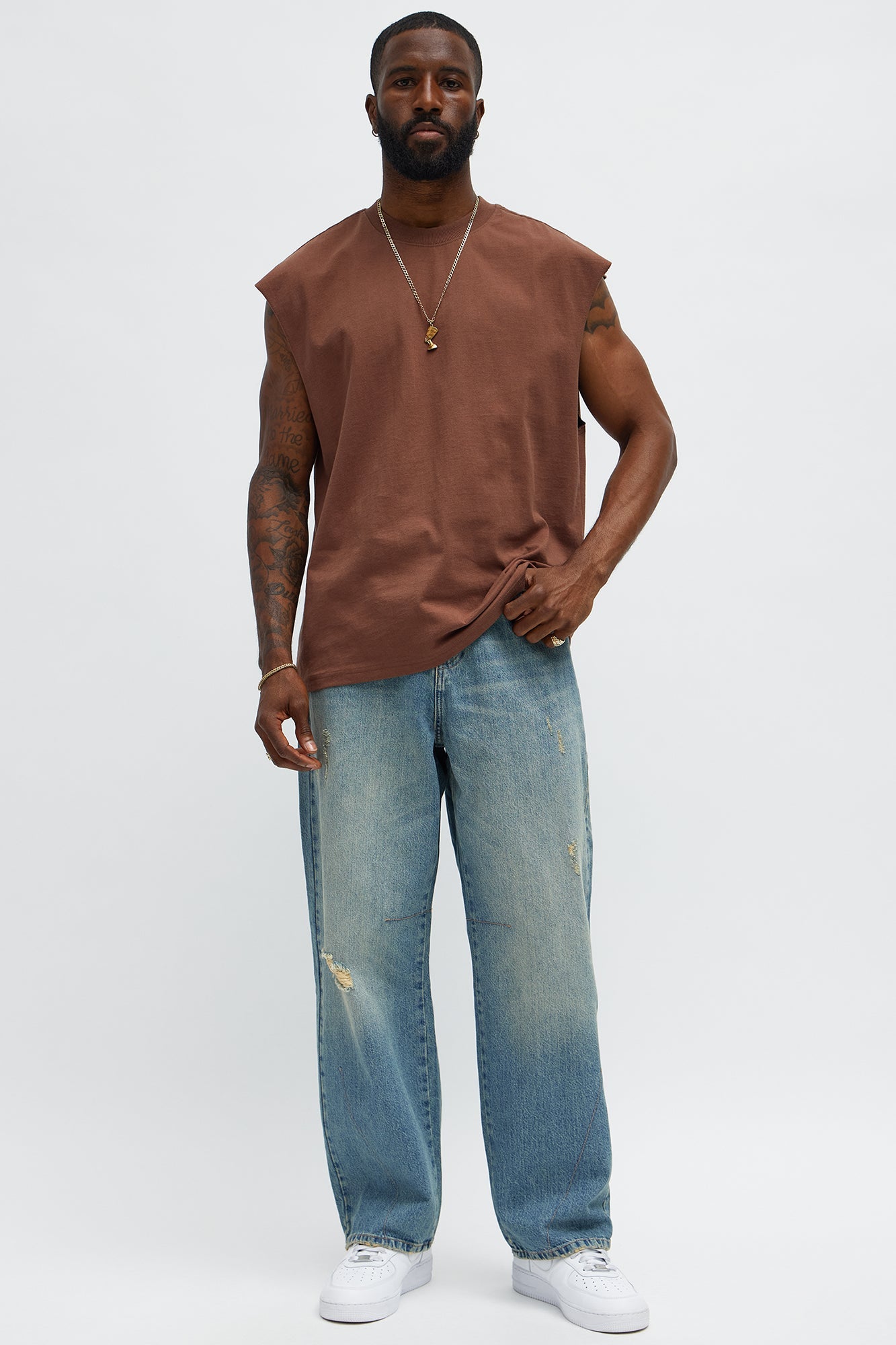 Relaxed Heavyweight Muscle Tee - Brown