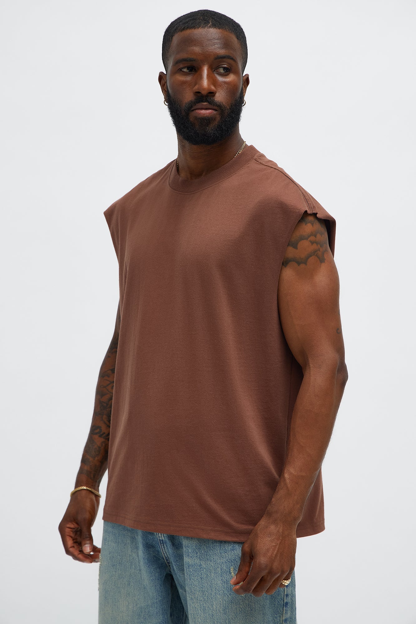 Relaxed Heavyweight Muscle Tee - Brown