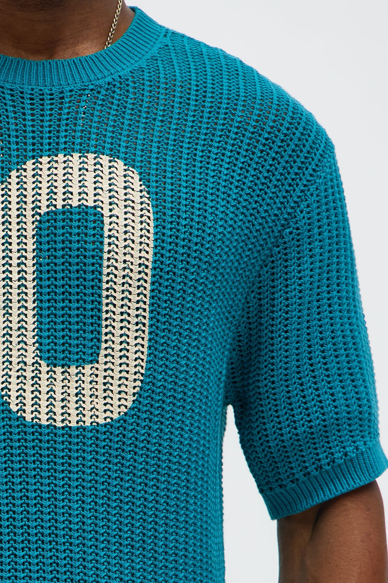 Printed Textured Knit Short Sleeve Tee - Green