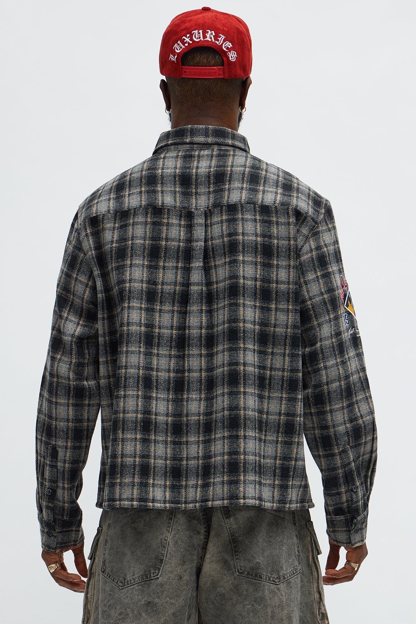 Relaxed Fit Harlem Plaid Long Sleeve Button Up - Black/combo