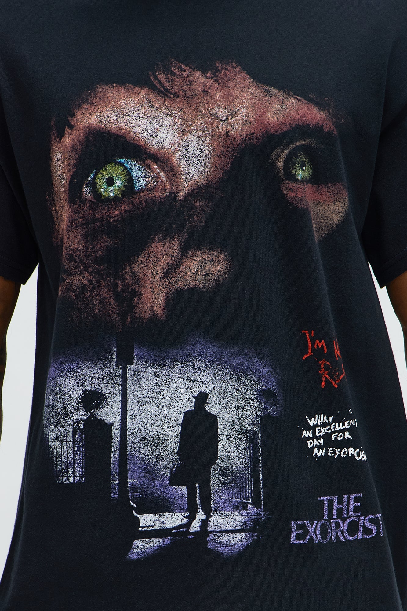The Exorcist I'm Not Regan Distressed Short Sleeve Tee - Black