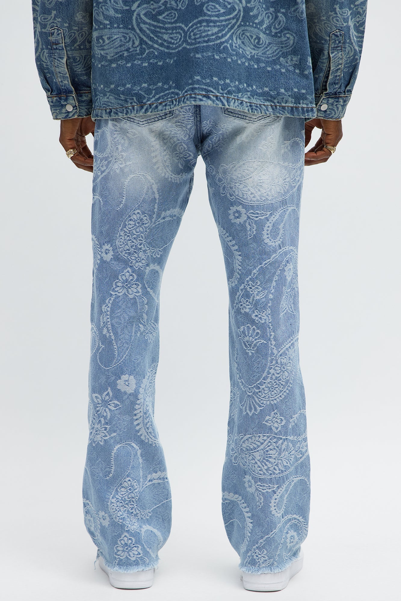 Stacked Slim Flare Come And Get It Paisley Jeans - Medium Wash