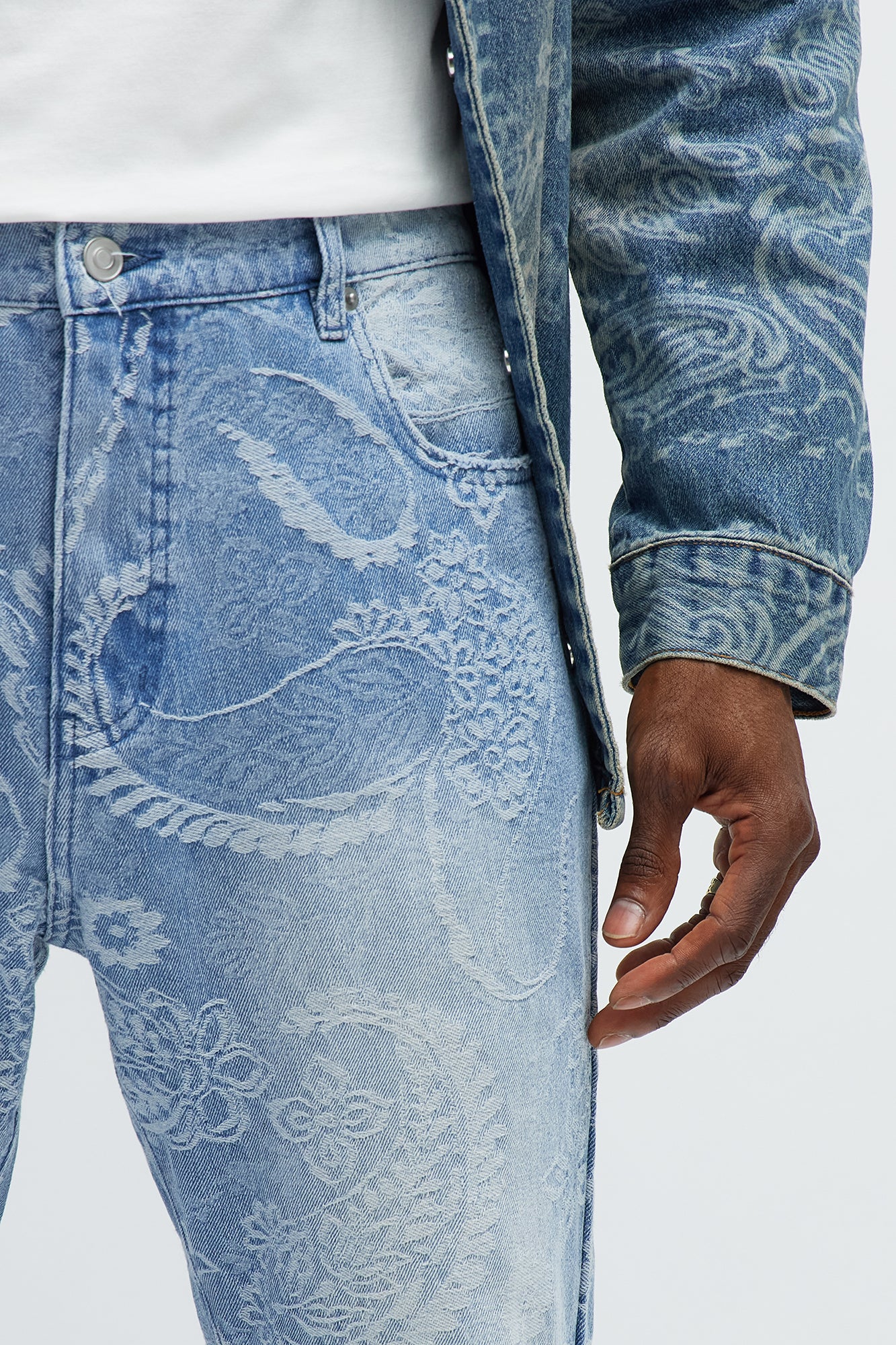 Stacked Slim Flare Come And Get It Paisley Jeans - Medium Wash