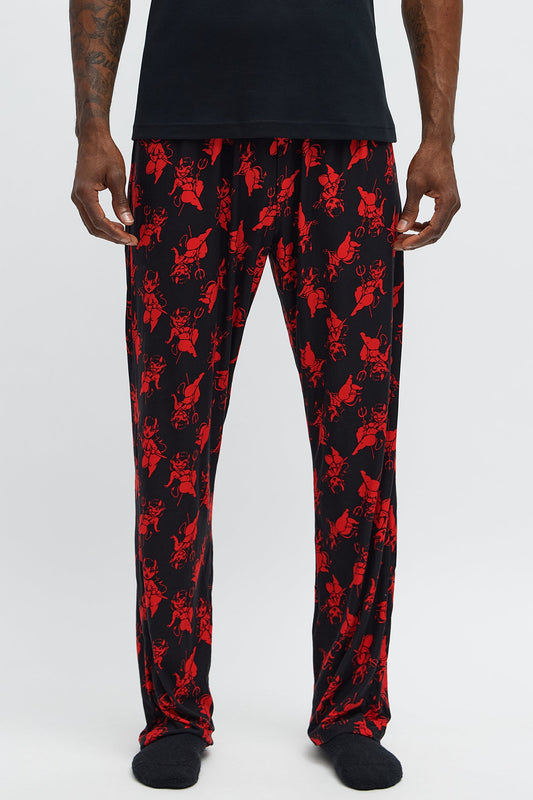 Little Devil Halloween Lounge Pants - Black/Red