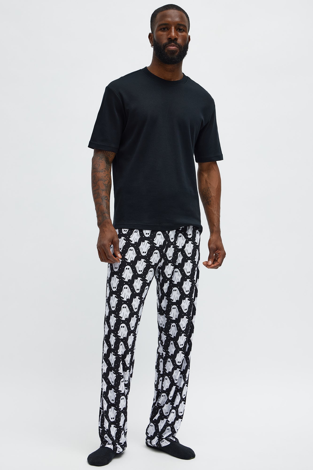 Ghosted You Halloween Lounge Pants - Black/White