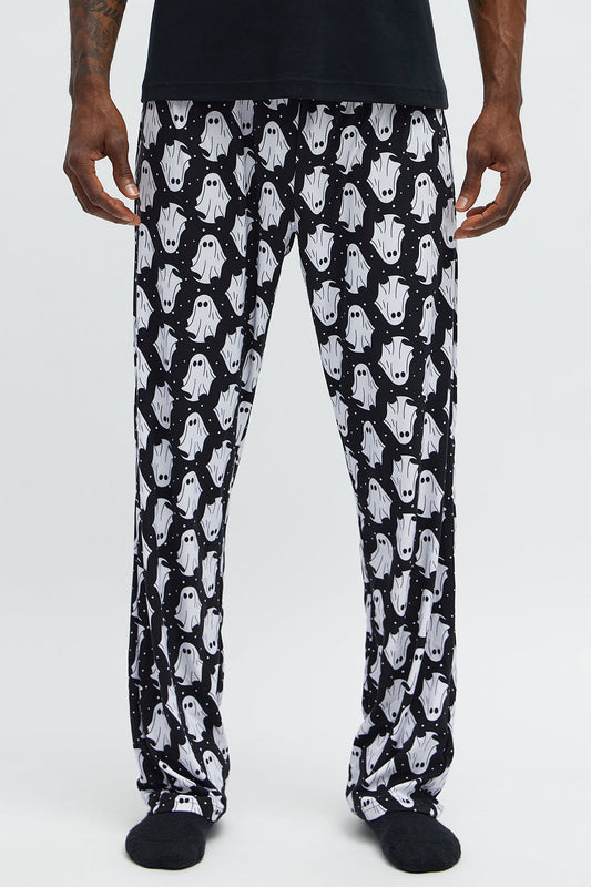 Ghosted You Halloween Lounge Pants - Black/White