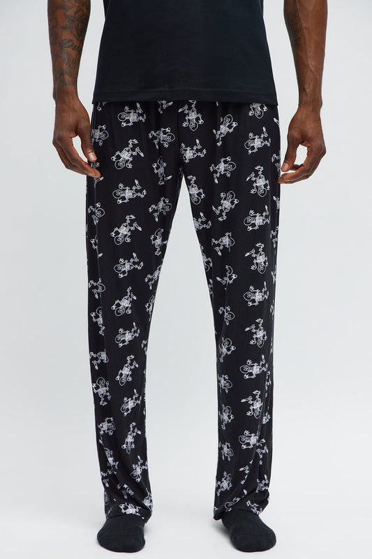 Skeleton Boogie Halloween Lounge Pants - Black/White
